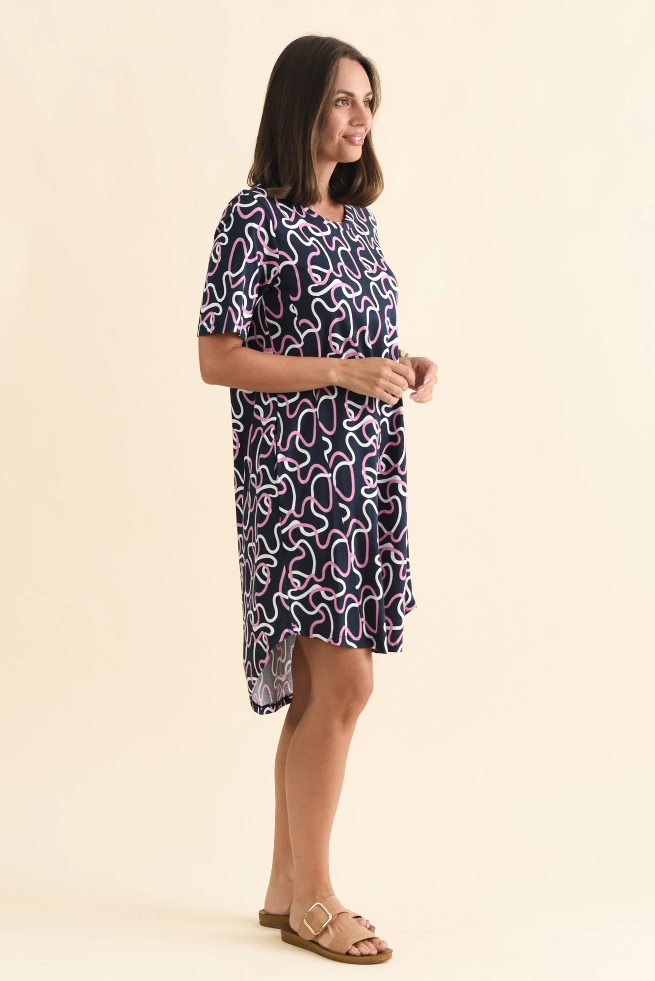 Florida Navy Abstract Cotton Tee Dress - Image 3