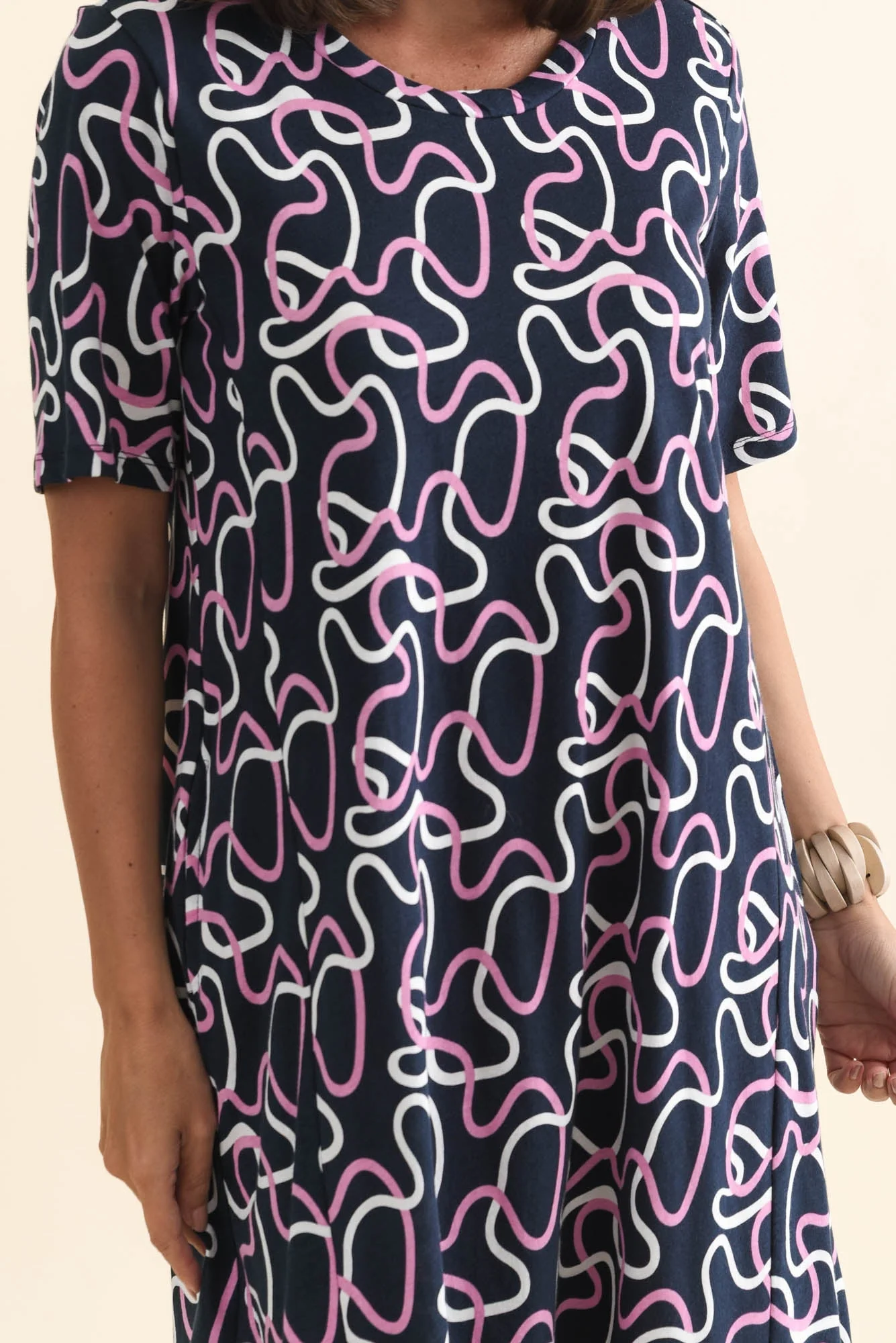 Florida Navy Abstract Cotton Tee Dress - Image 5