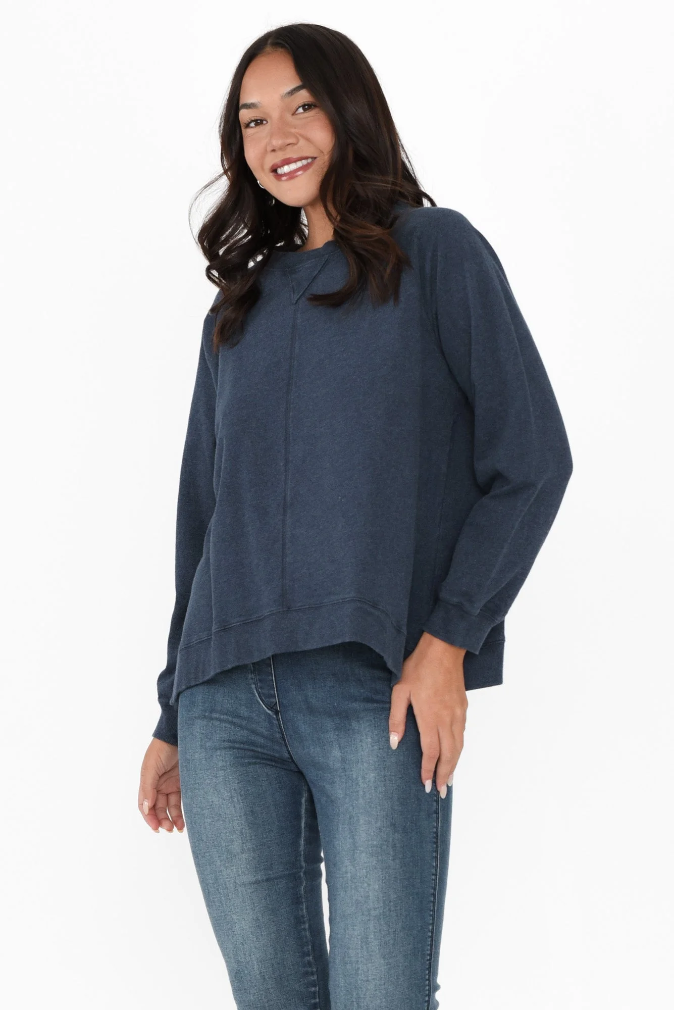 Flossie Navy Cotton Sweatshirt - Image 2