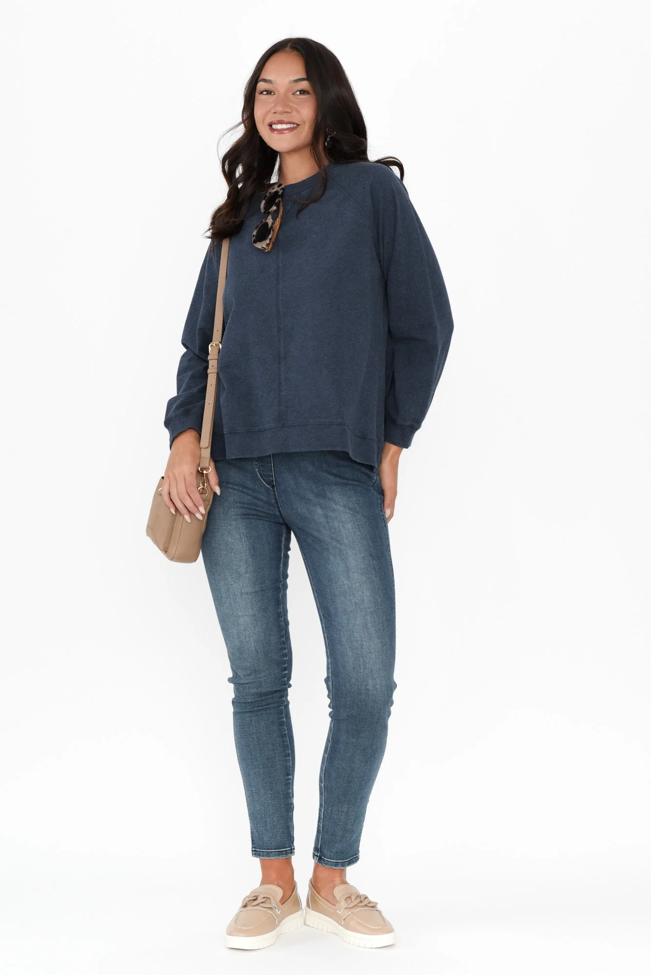 Flossie Navy Cotton Sweatshirt - Image 3