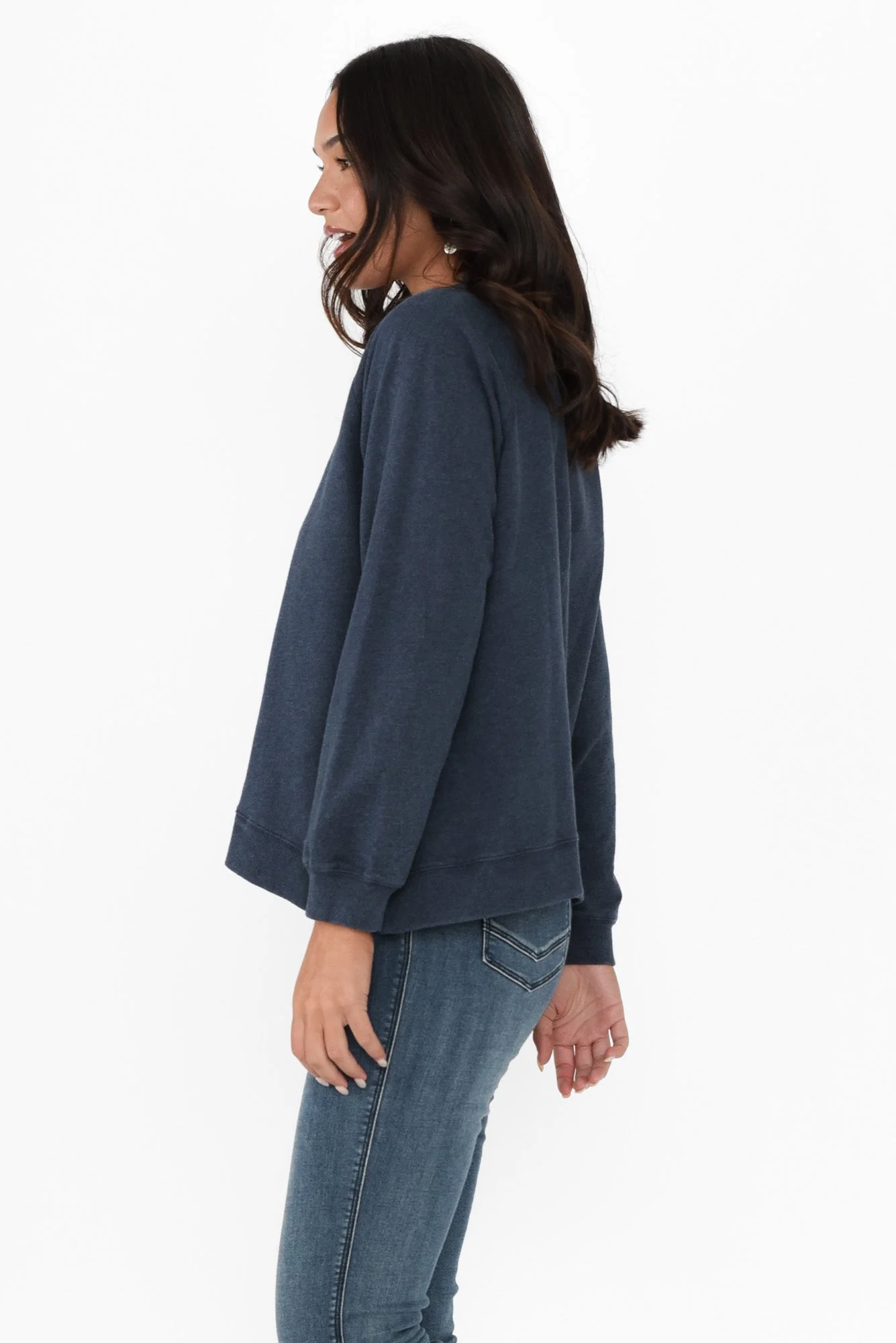 Flossie Navy Cotton Sweatshirt - Image 4