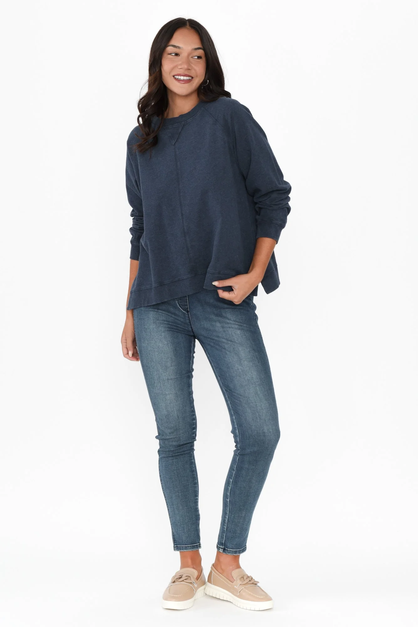 Flossie Navy Cotton Sweatshirt - Image 6