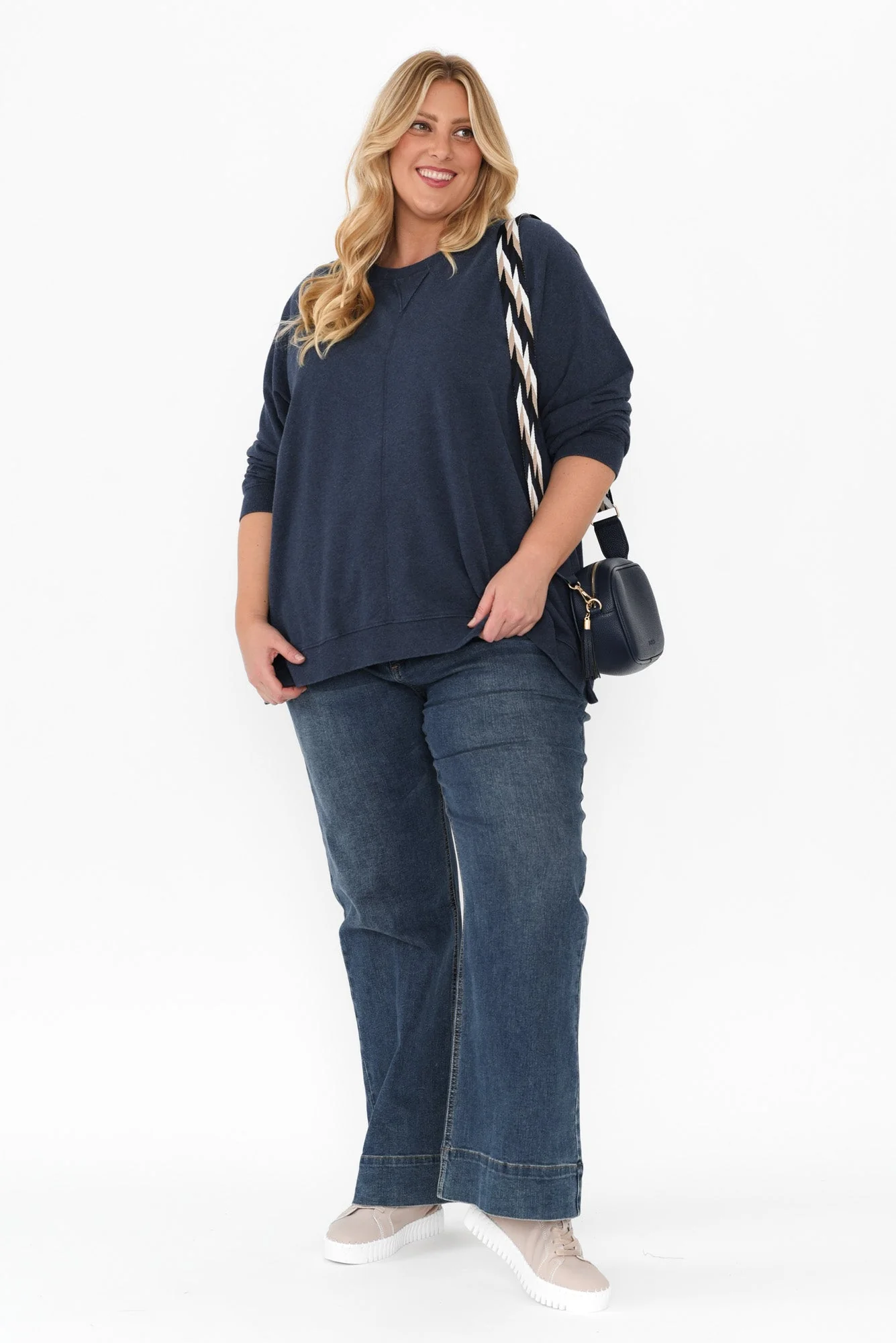 Flossie Navy Cotton Sweatshirt - Image 8