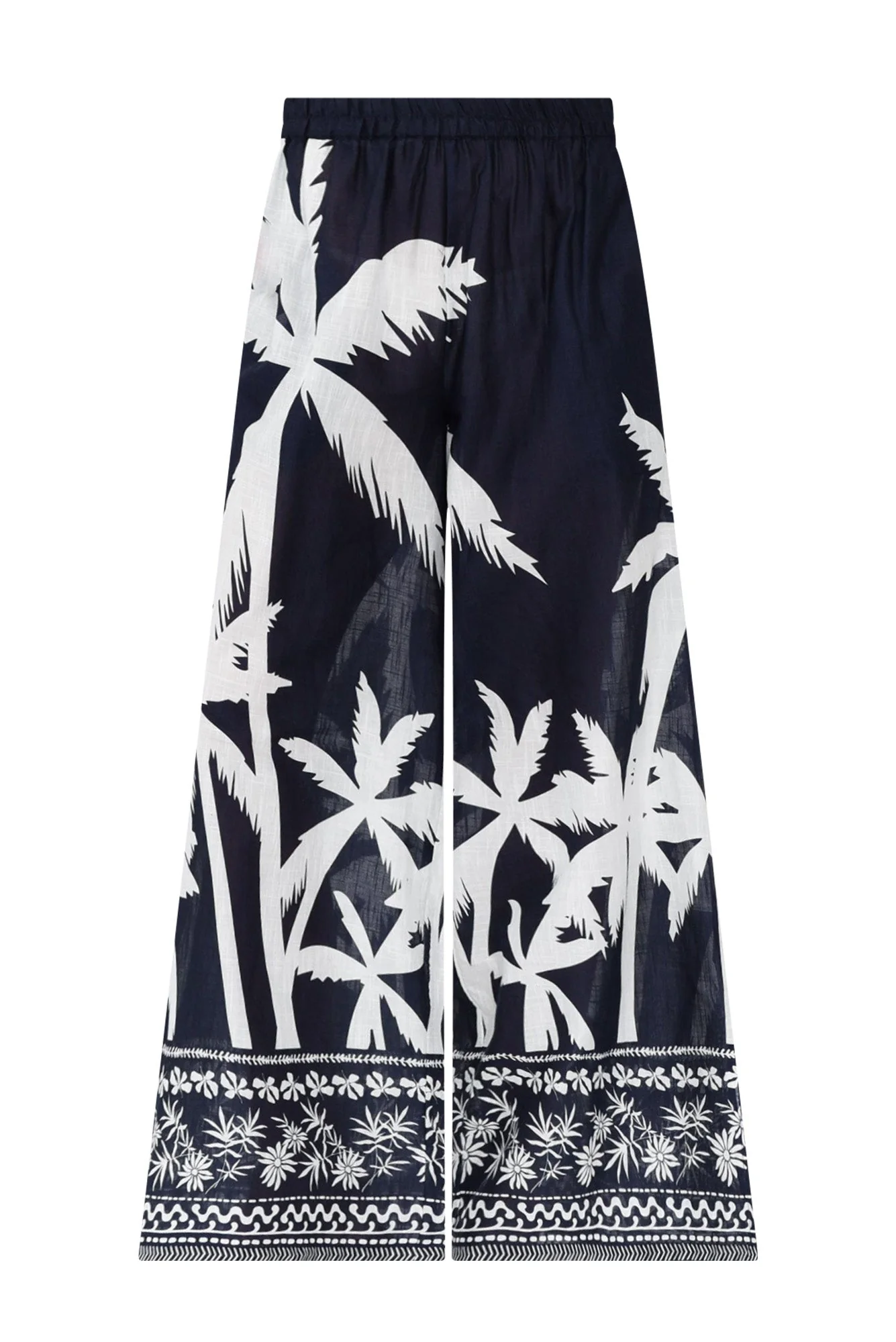 Fly Away Navy Palm Cotton Pants - Image 3