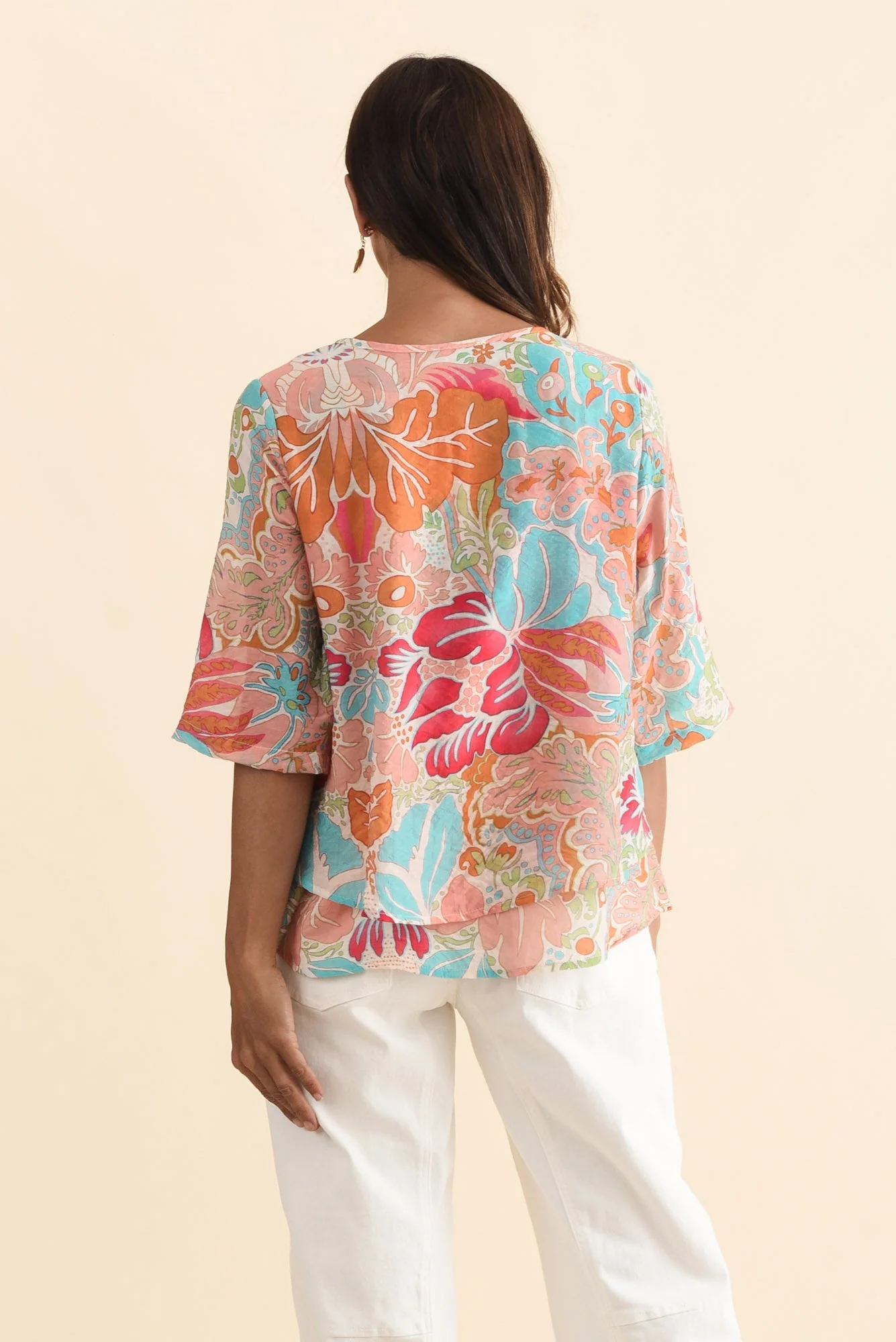Folk Peach Flower Frill Top - Image 4