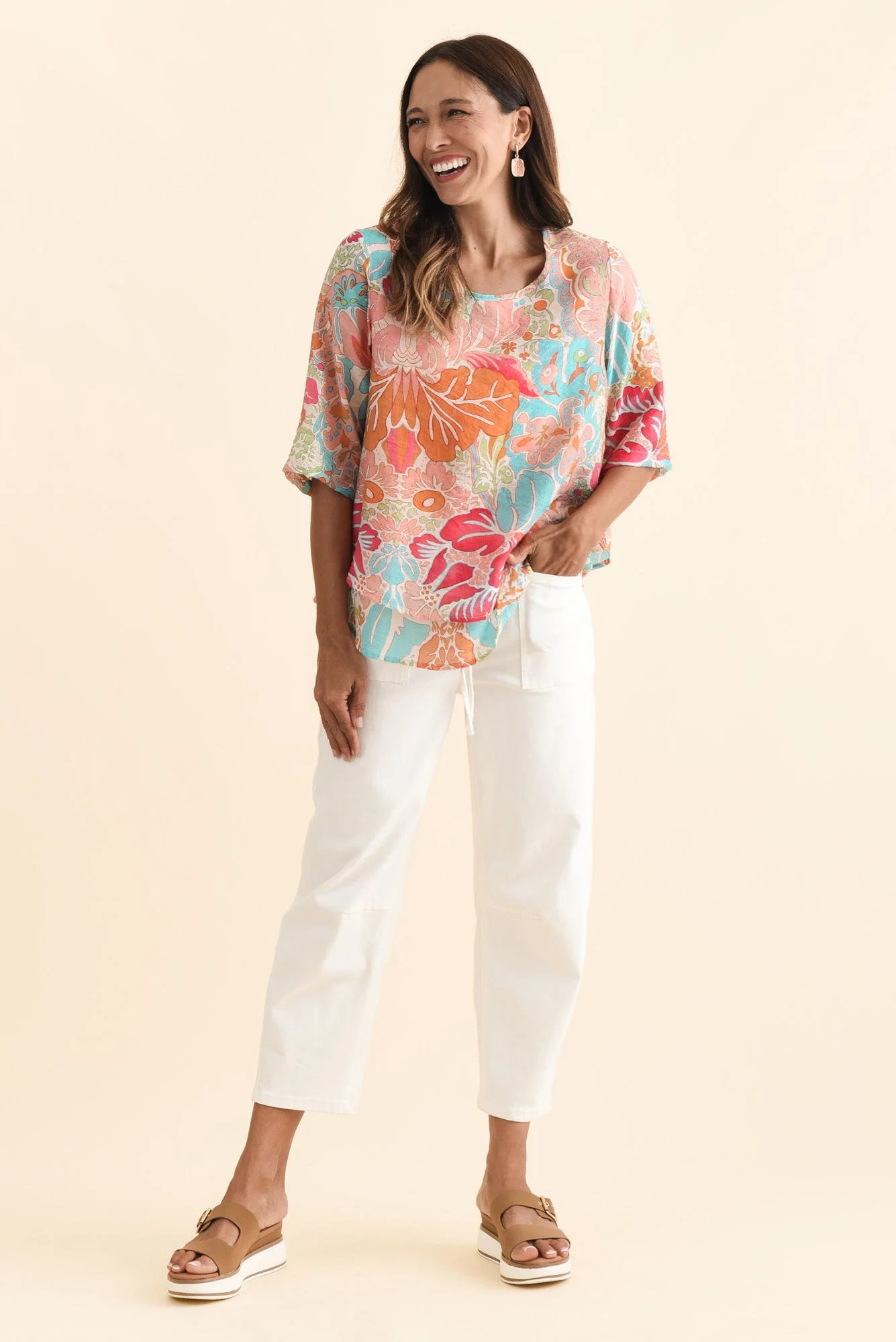 Folk Peach Flower Frill Top - Image 6