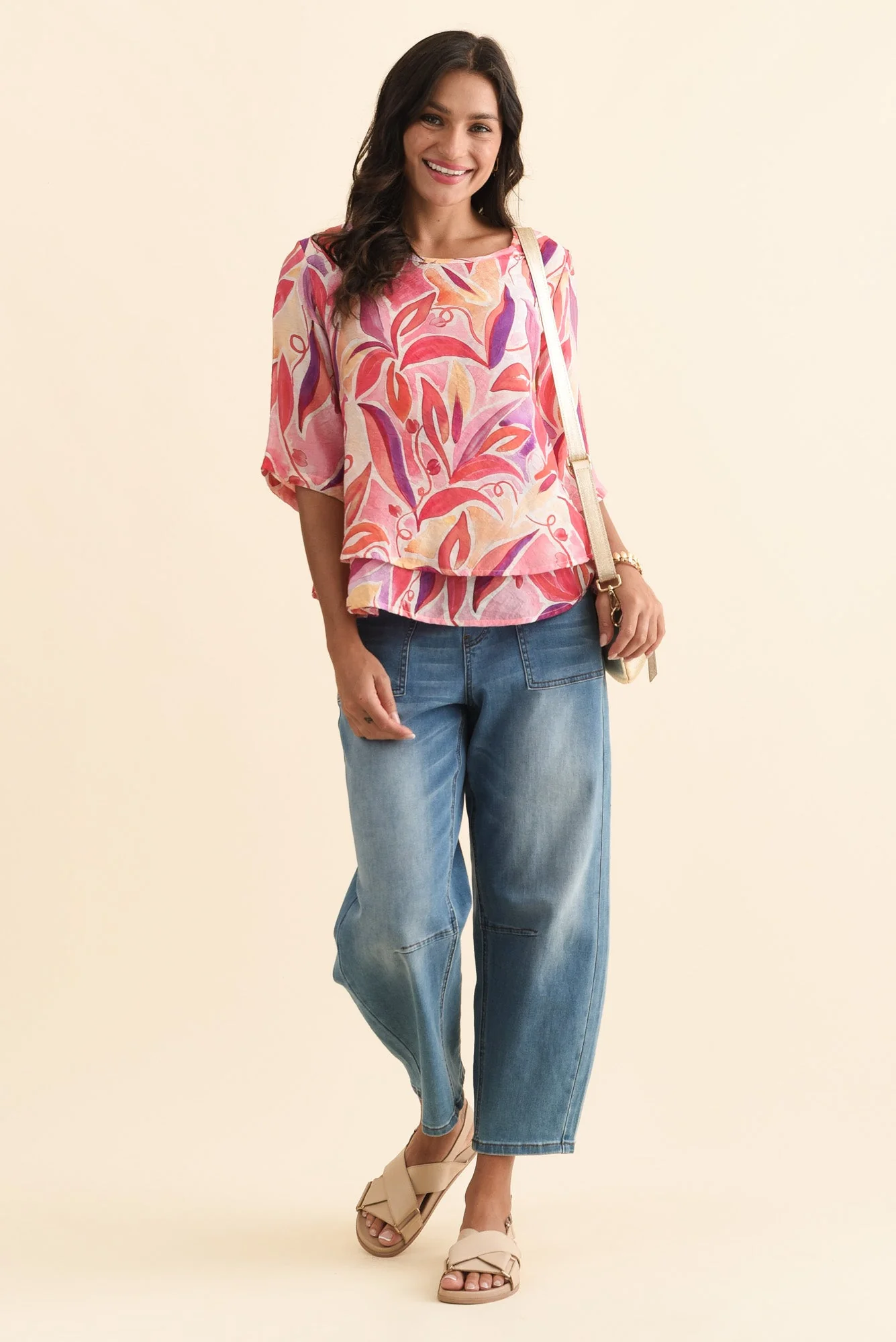 Folk Pink Flower Frill Top - Image 2