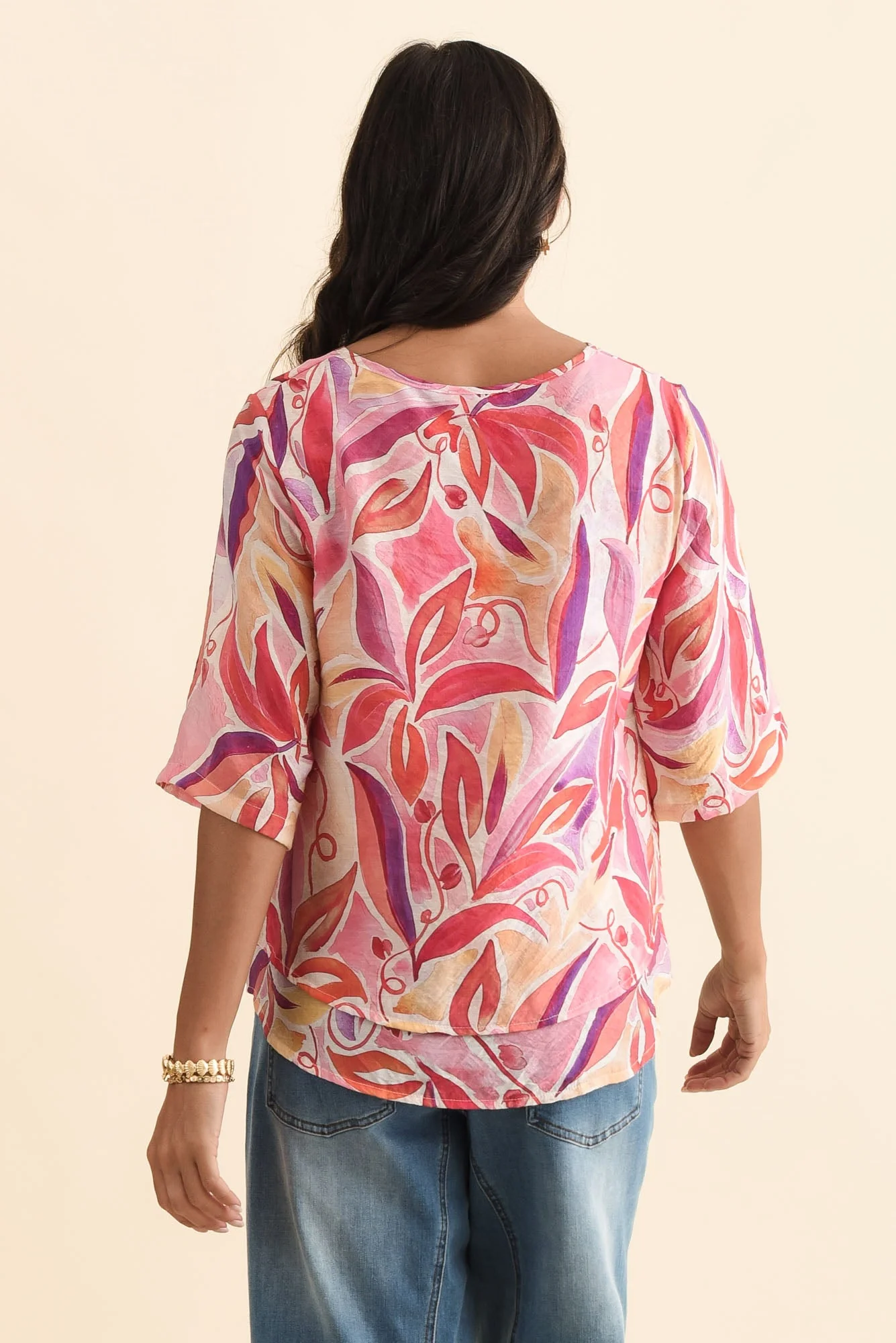 Folk Pink Flower Frill Top - Image 4