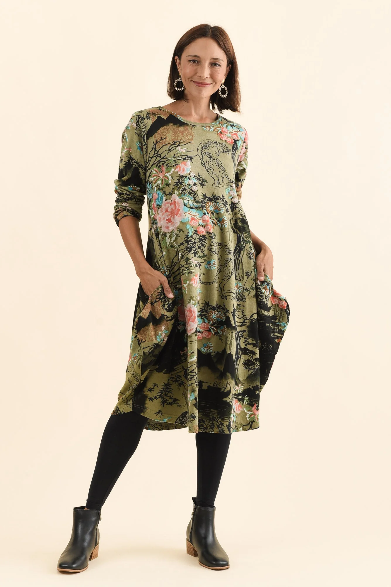 Fonte Olive Blossom Cotton Knit Dress - Image 2