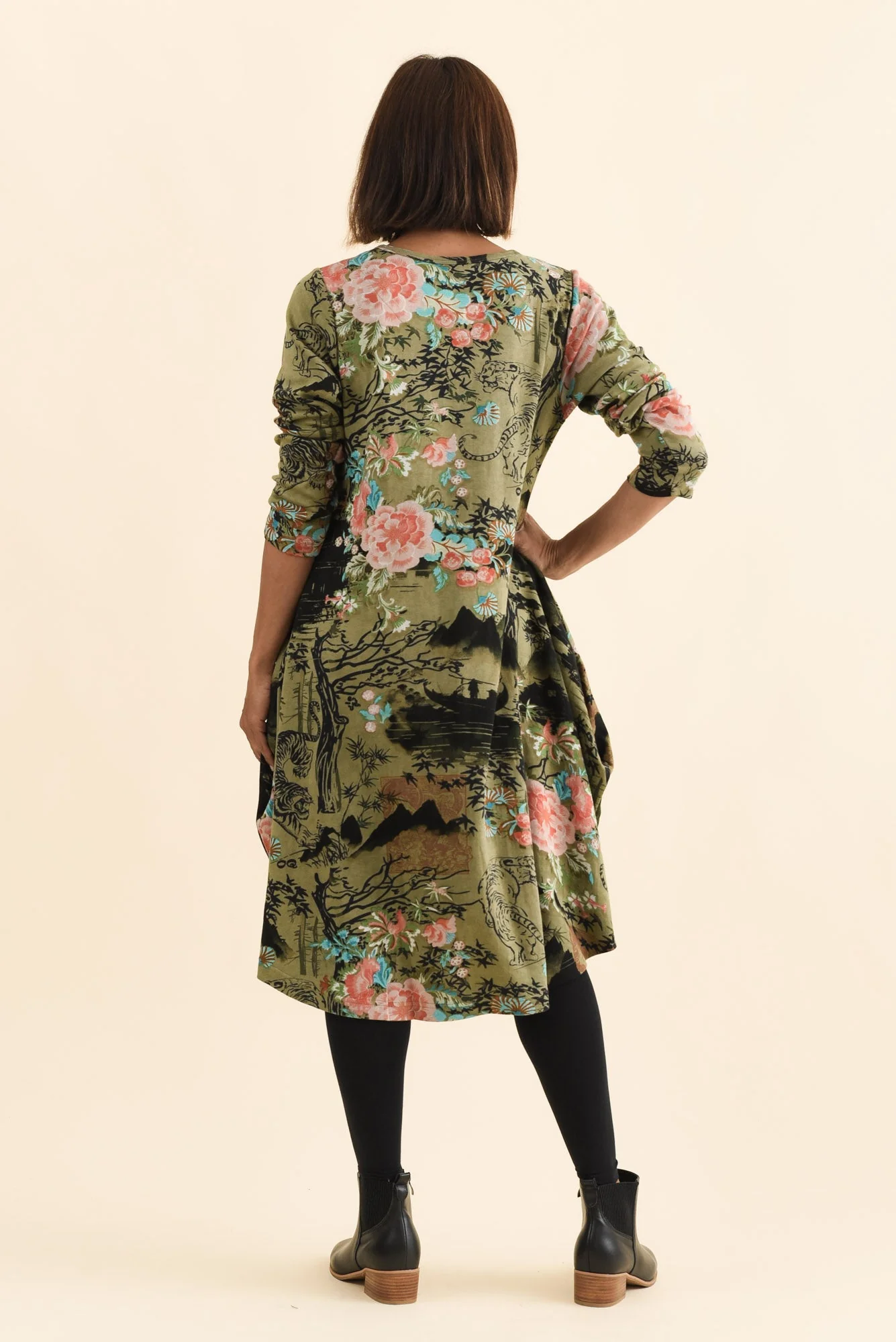 Fonte Olive Blossom Cotton Knit Dress - Image 4