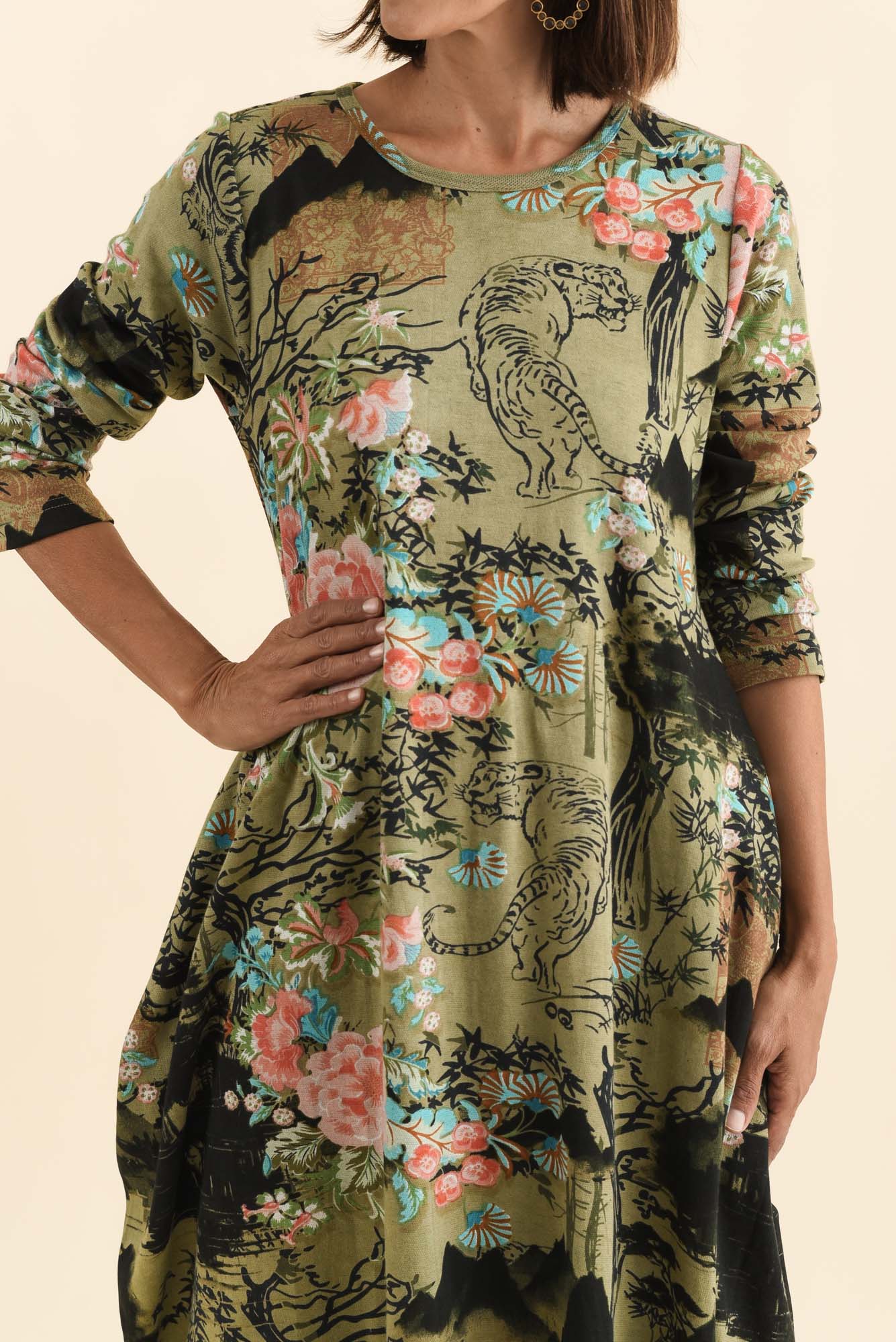 Fonte Olive Blossom Cotton Knit Dress - Image 5