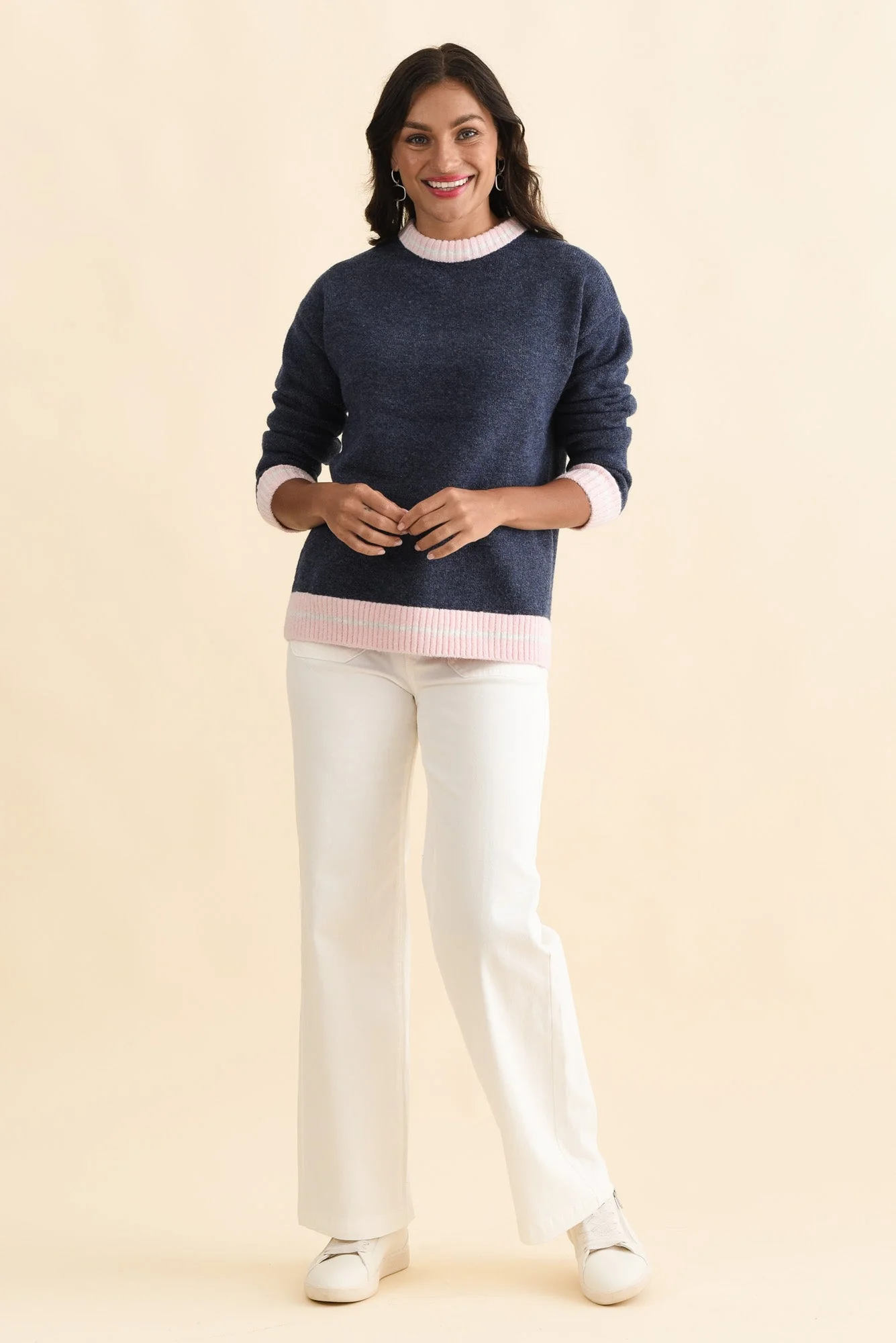 Fowler Navy Contrast Trim Knit Jumper - Image 6
