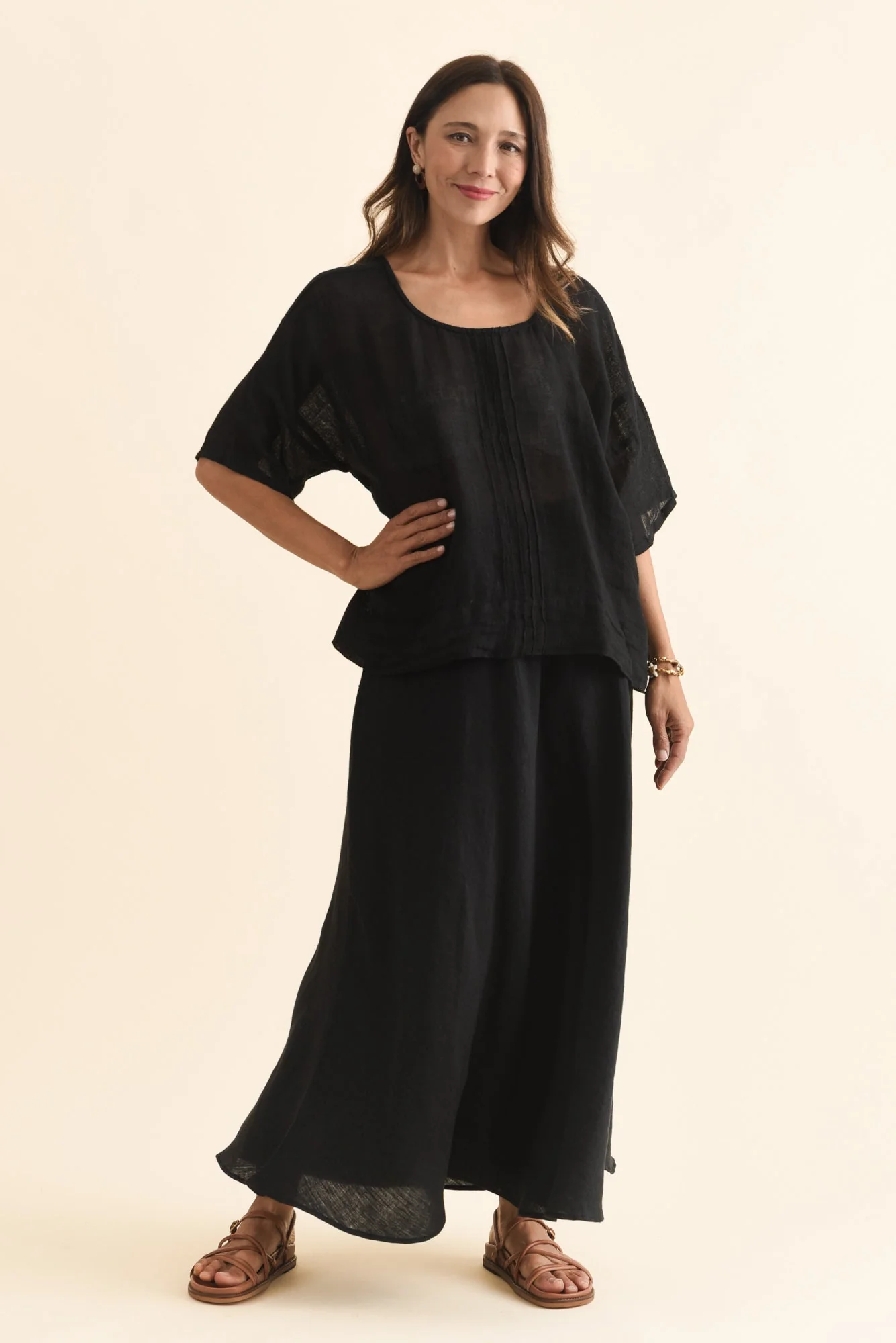 Francesca Black Linen Top - Image 2