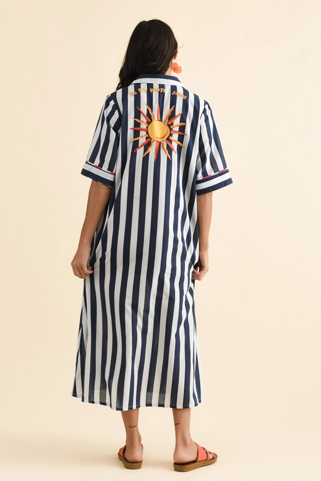 Franklin Navy Stripe Cotton Shirt Dress - Image 3