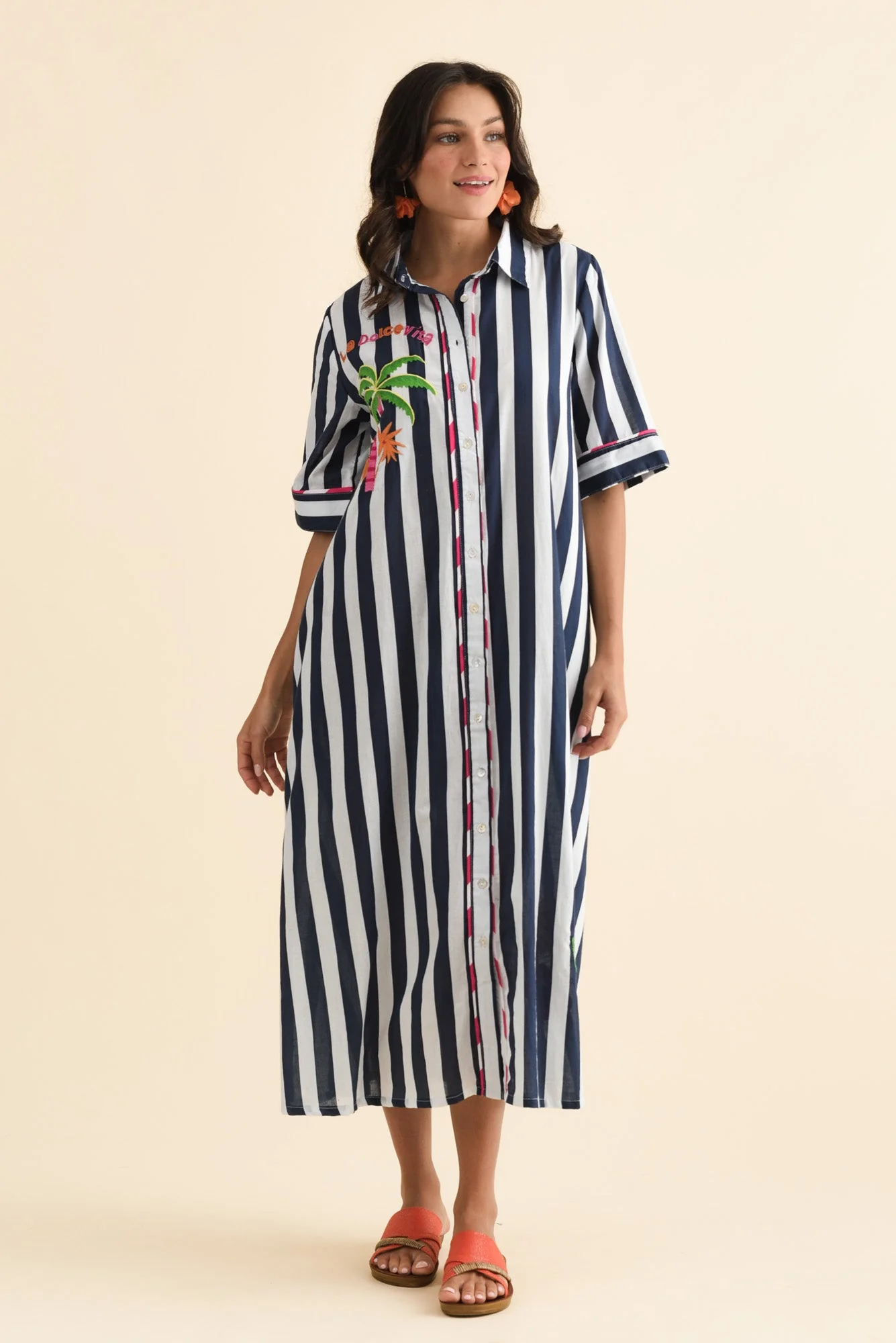 Franklin Navy Stripe Cotton Shirt Dress - Image 6