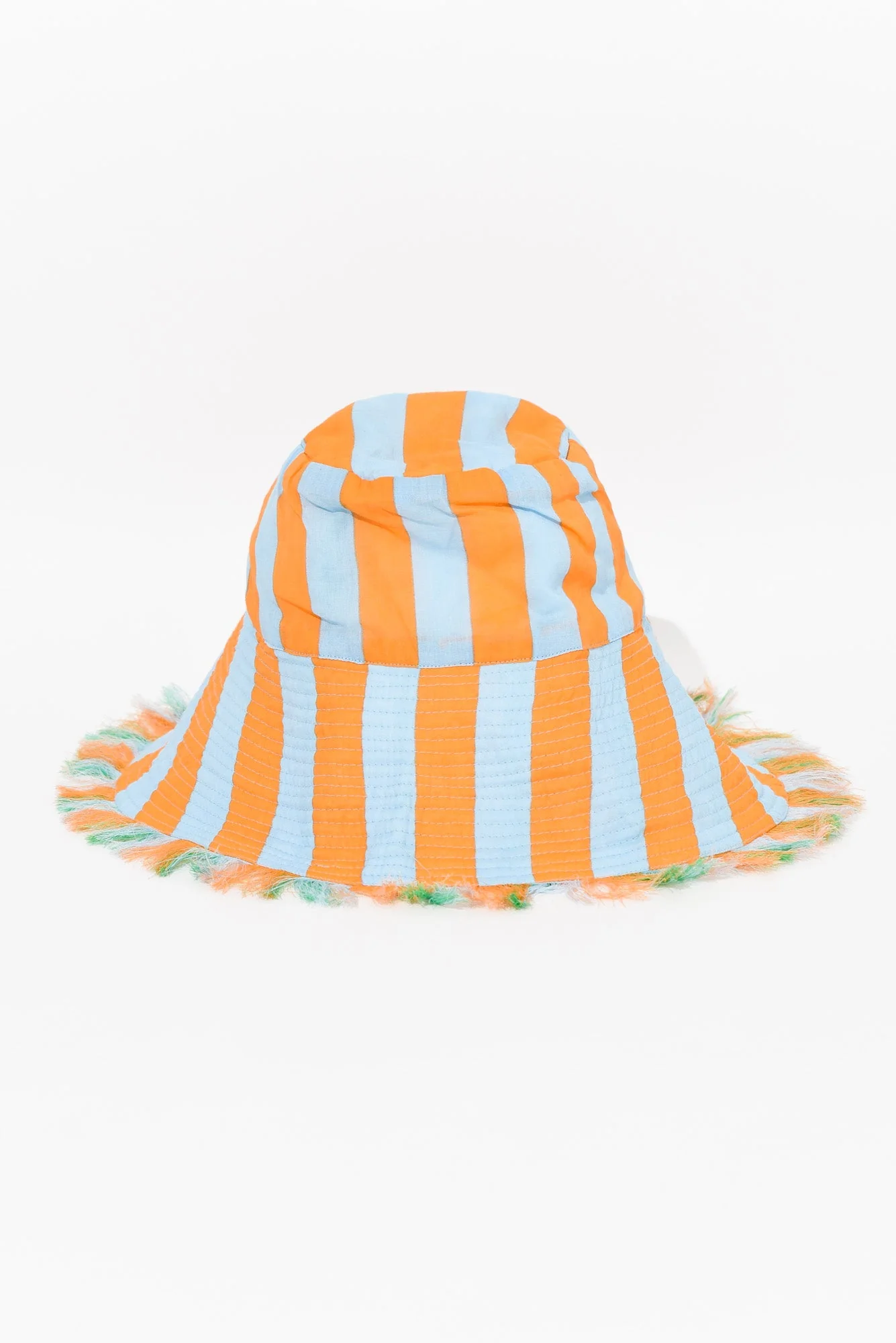 Fray Green Stripe Cotton Wide Brim Hat - Image 2
