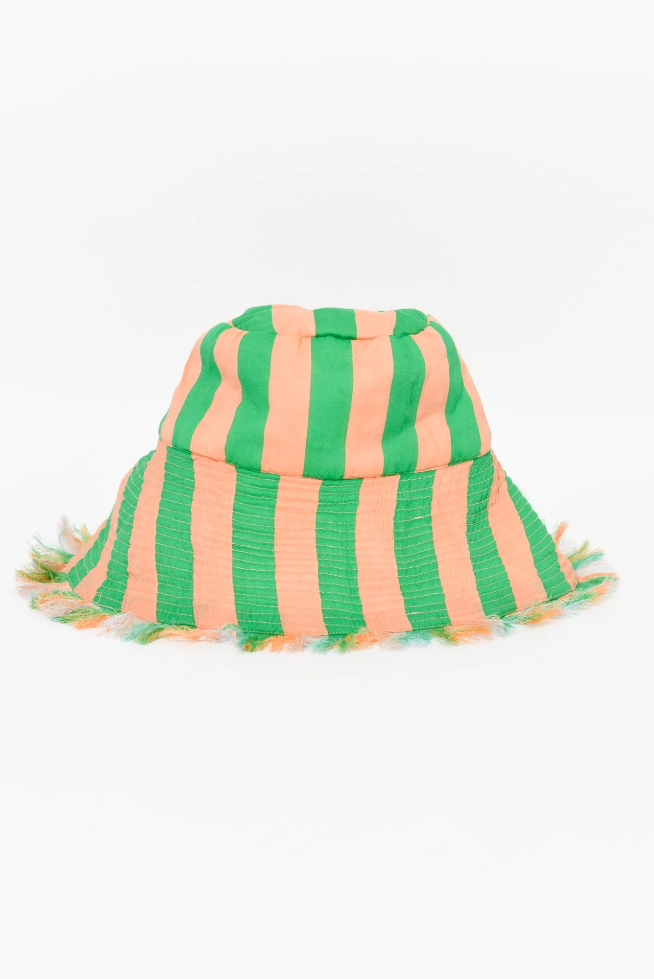 Fray Green Stripe Cotton Wide Brim Hat - Image 3