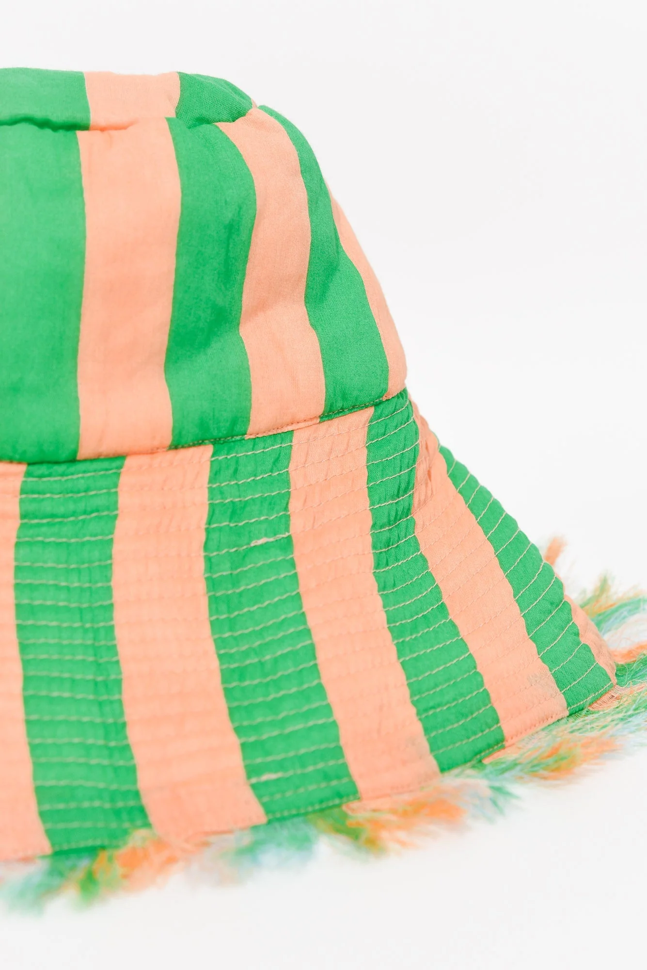 Fray Green Stripe Cotton Wide Brim Hat - Image 4