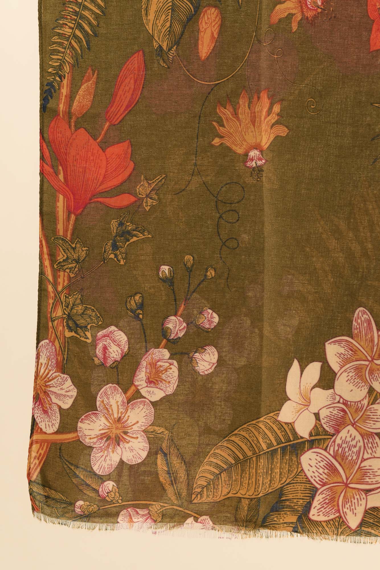 Fredo Dark Green Floral Scarf - Image 3