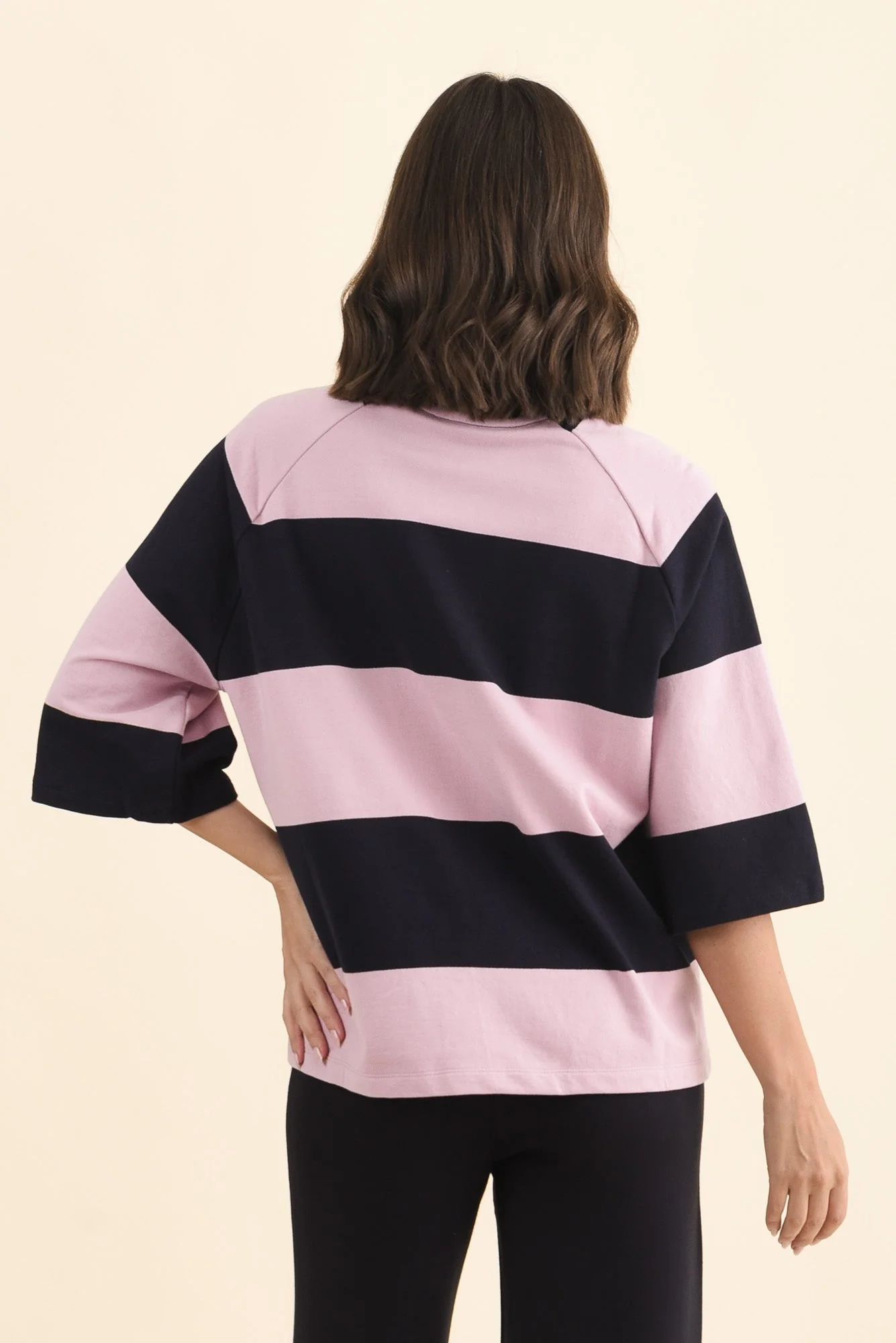 Freedom Pink Stripe Cotton Collared Sweat - Image 4