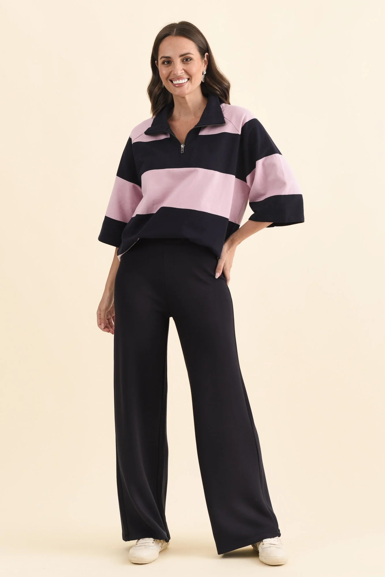 Freedom Pink Stripe Cotton Collared Sweat - Image 6