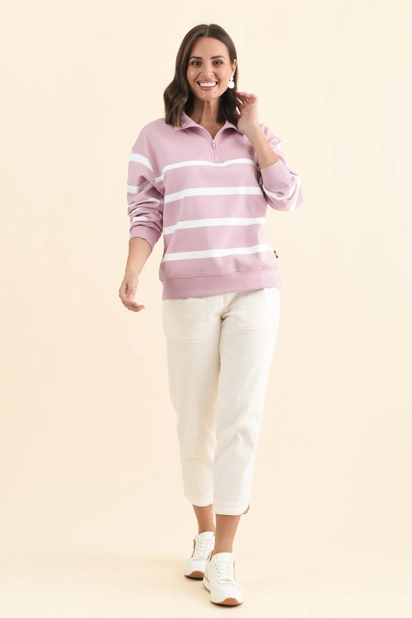 Freedom Pink Stripe Half Zip Sweatshirt - Image 6