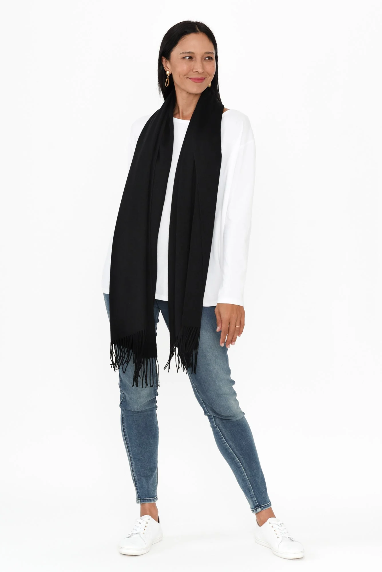 Frieda Black Cashmere Scarf - Image 2