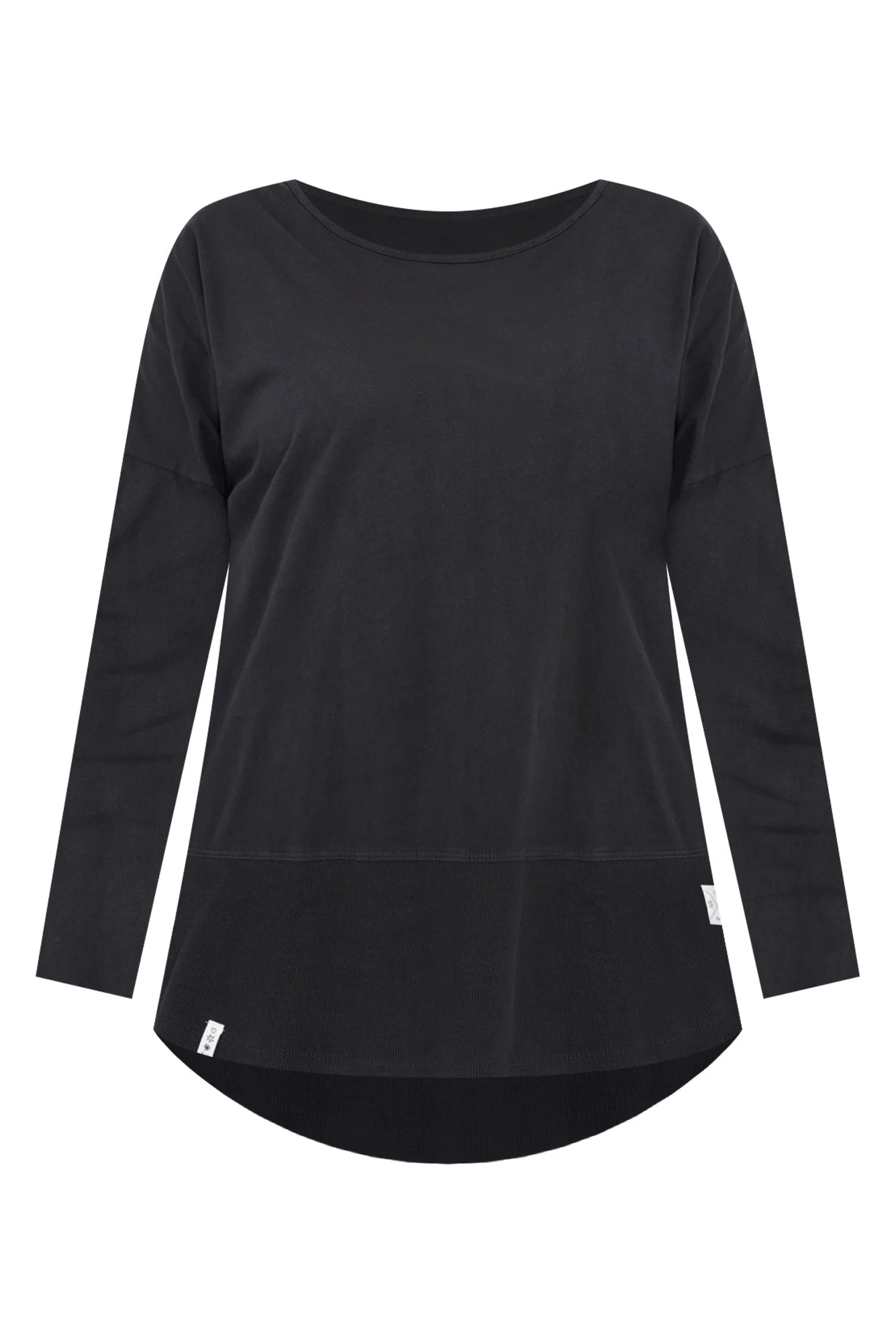 Fundamental Washed Black Cotton Rib Sleeved Top - Image 3