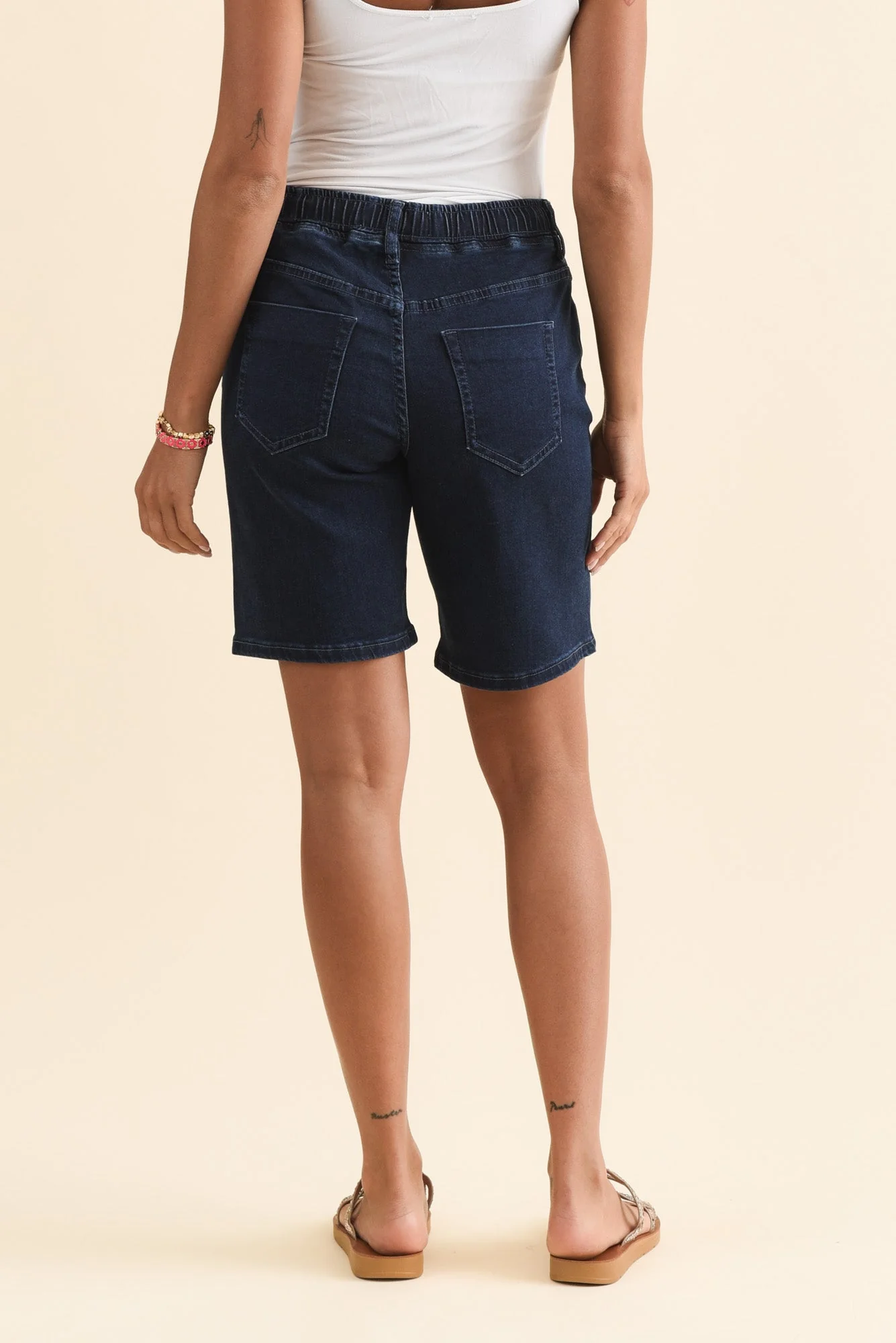 Gabby Dark Blue Denim Bermuda Shorts - Image 4