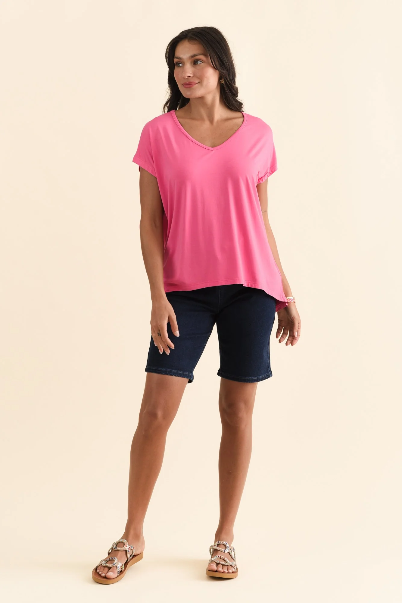 Gabby Dark Blue Denim Bermuda Shorts - Image 6