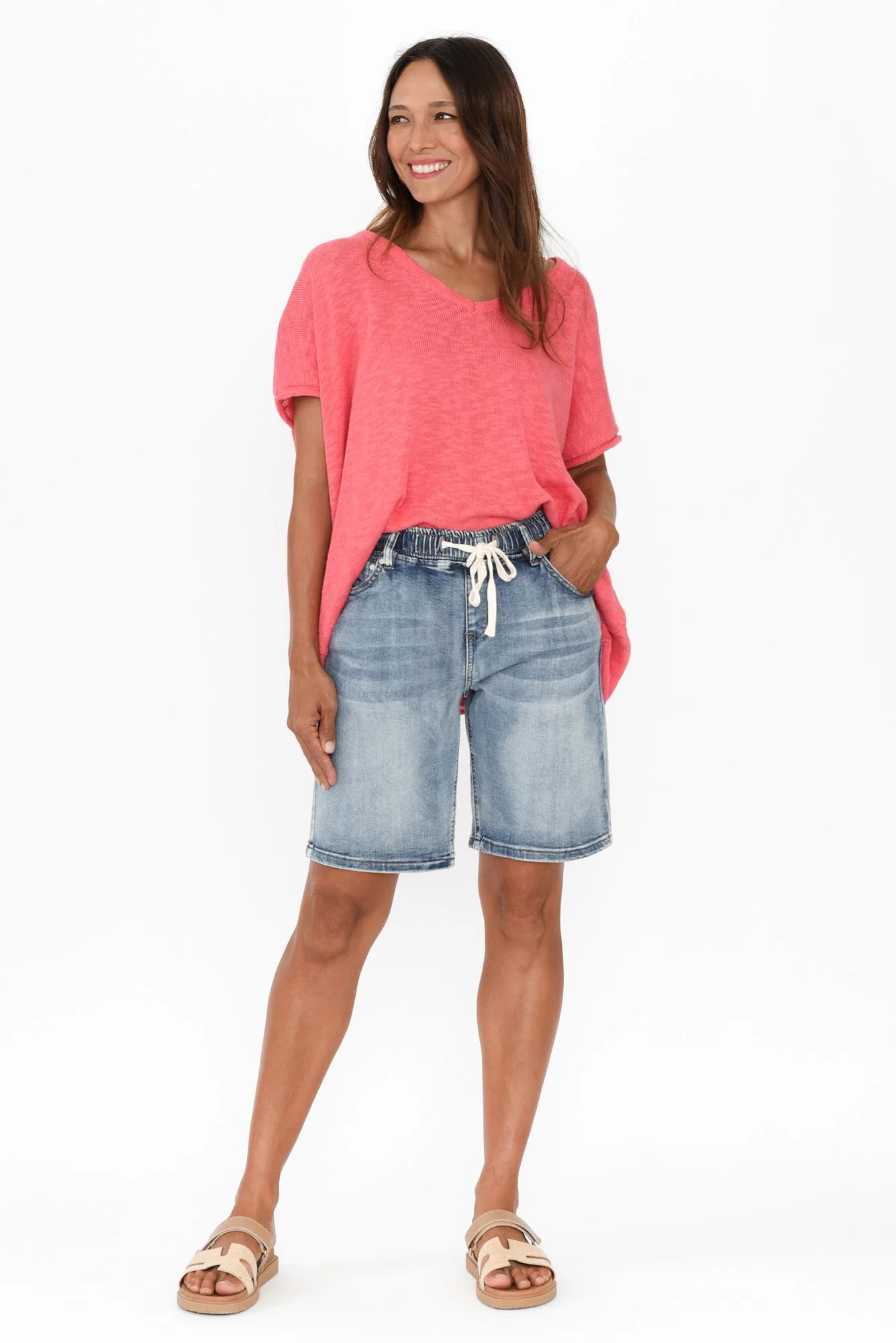 Gabby Mid Blue Denim Bermuda Shorts - Image 6