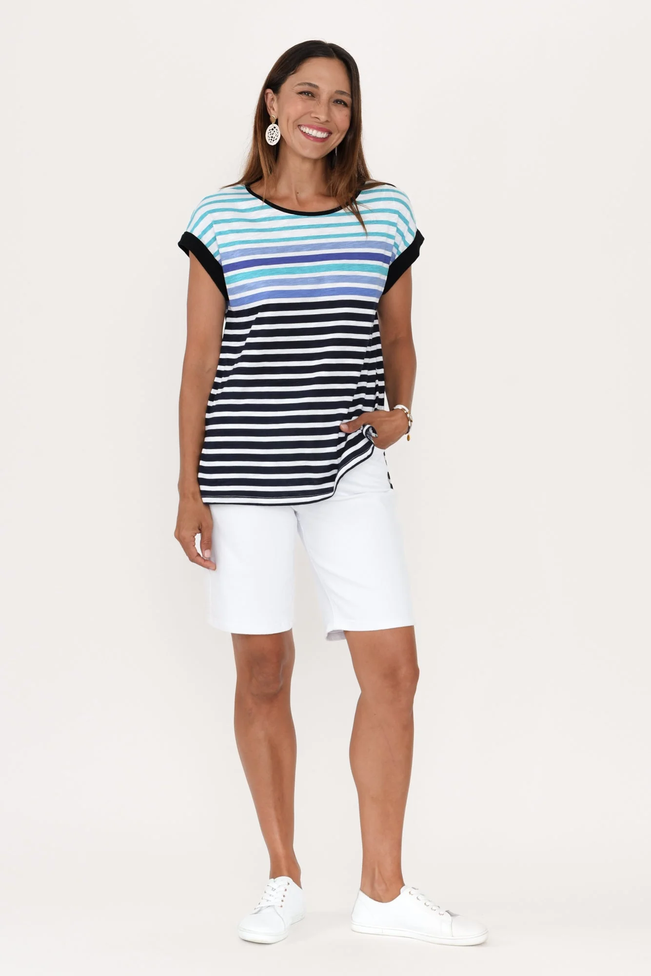 Gabby White Denim Bermuda Shorts - Image 3
