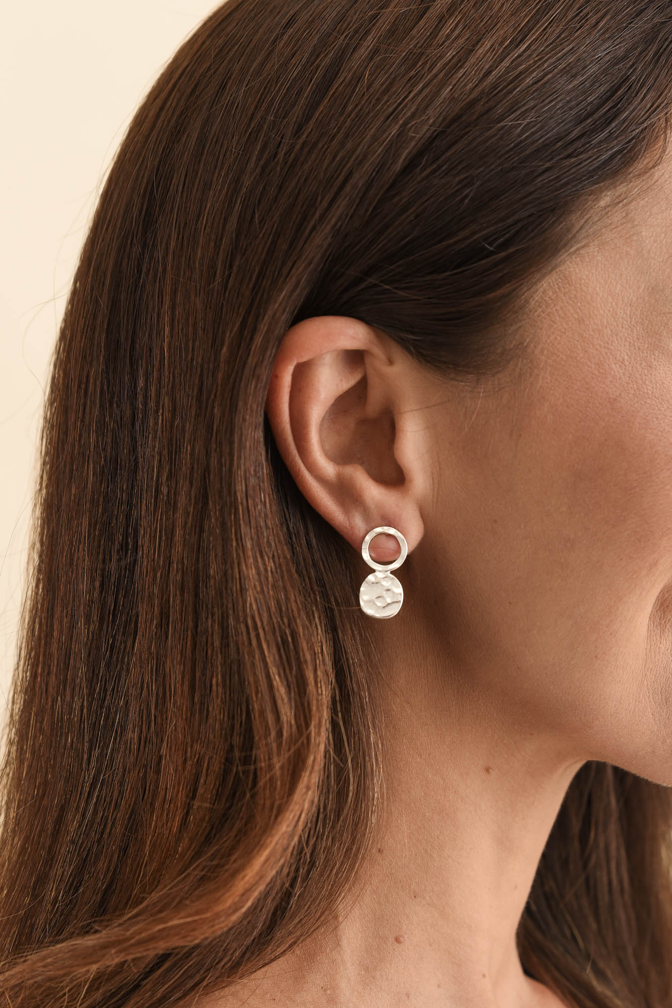 Gabe Silver Disc Drop Earrings - Image 2