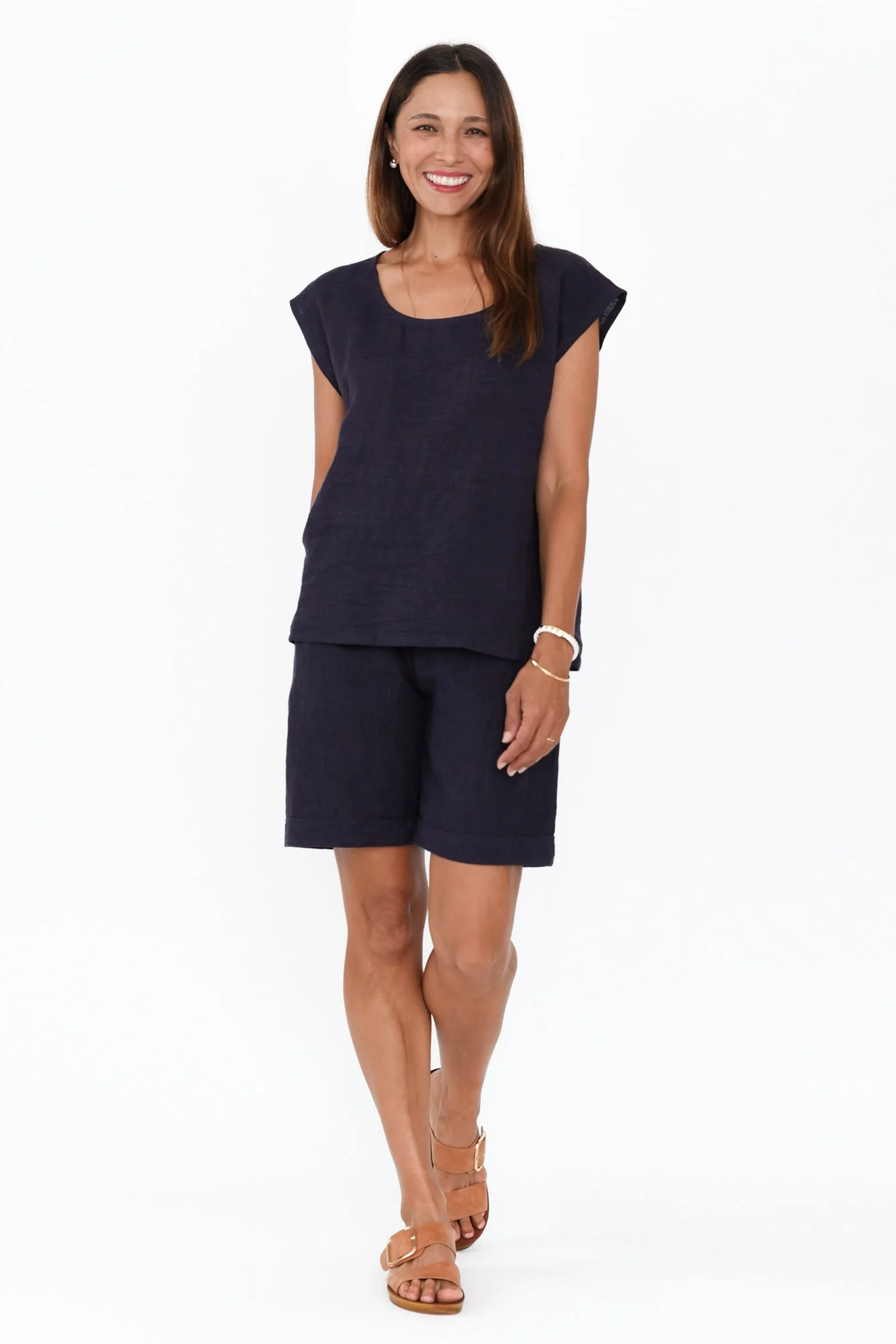 Gabriele Navy Linen Top - Image 6