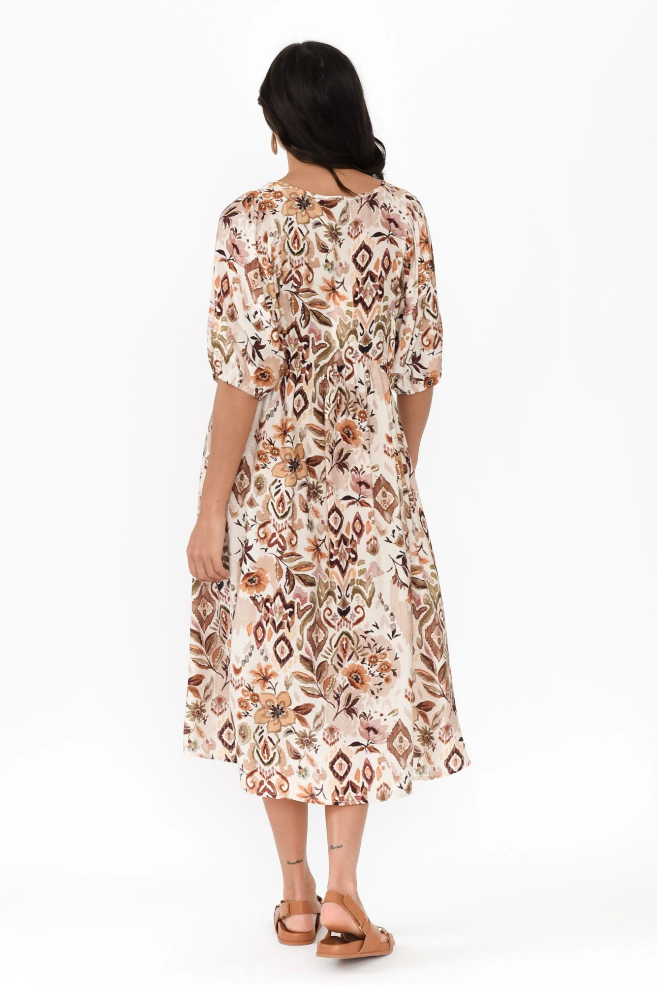 Gabriella Brown Floral Pocket Dress - Image 4