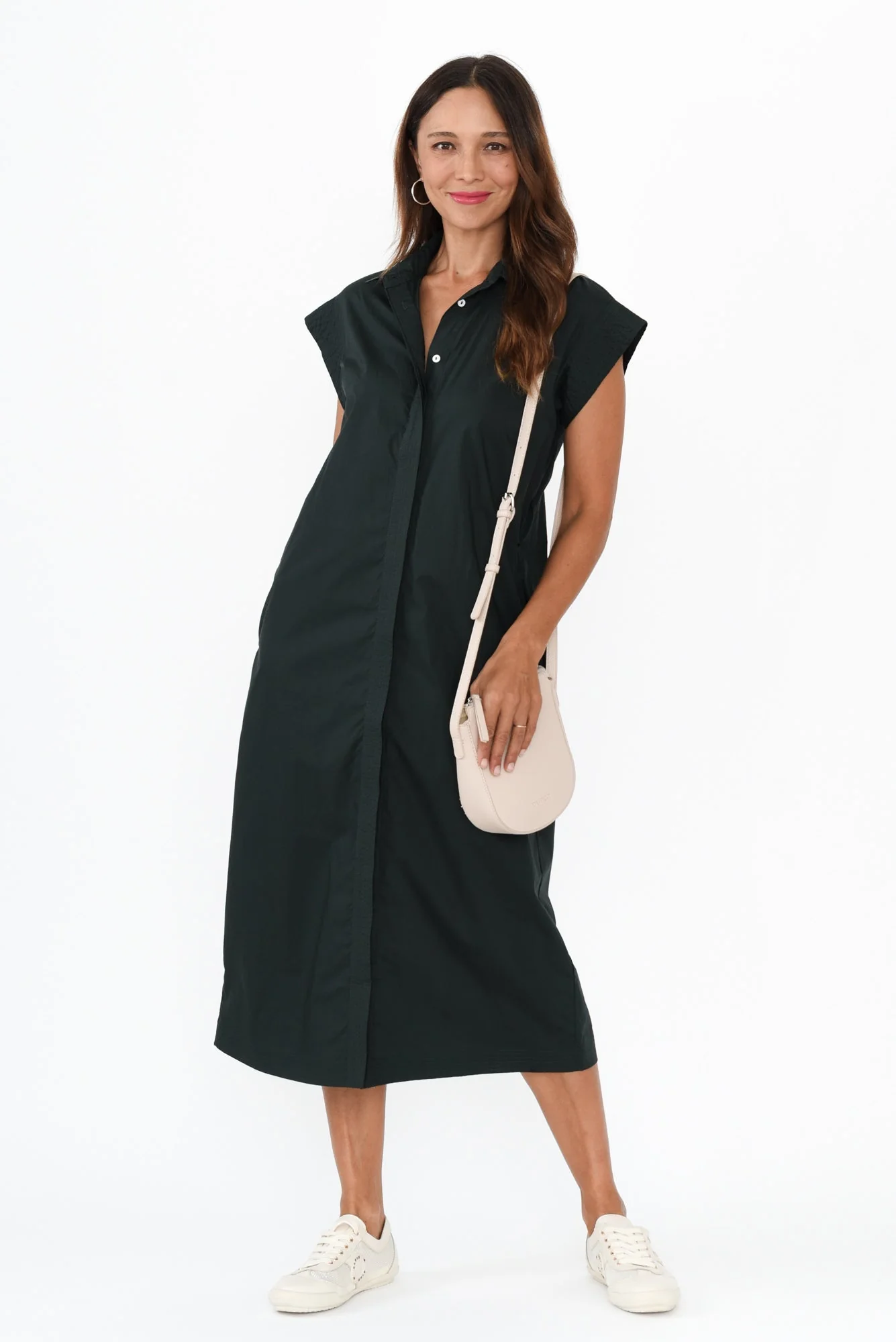 Gail Black Cotton Belted Dress - Image 2
