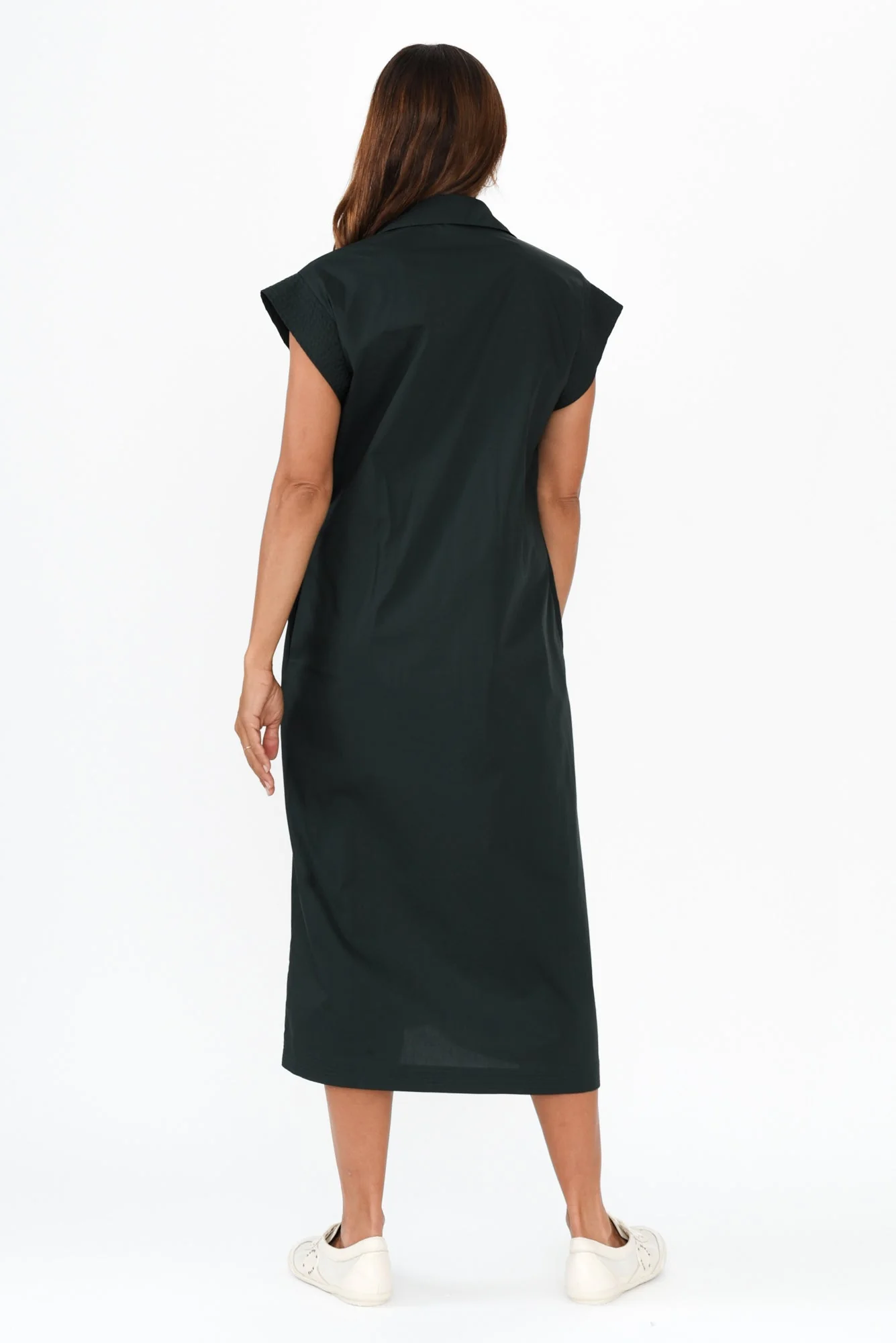 Gail Black Cotton Belted Dress - Image 4