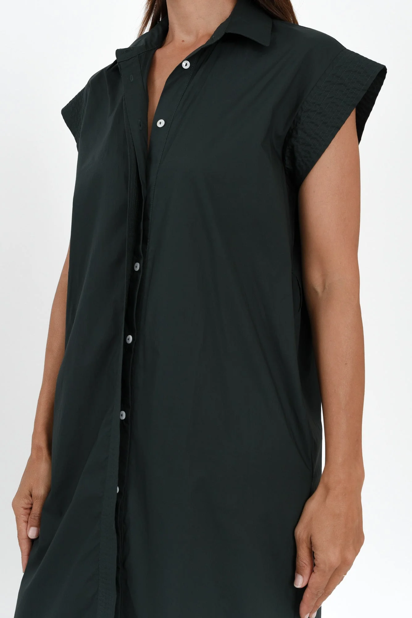 Gail Black Cotton Belted Dress - Image 5