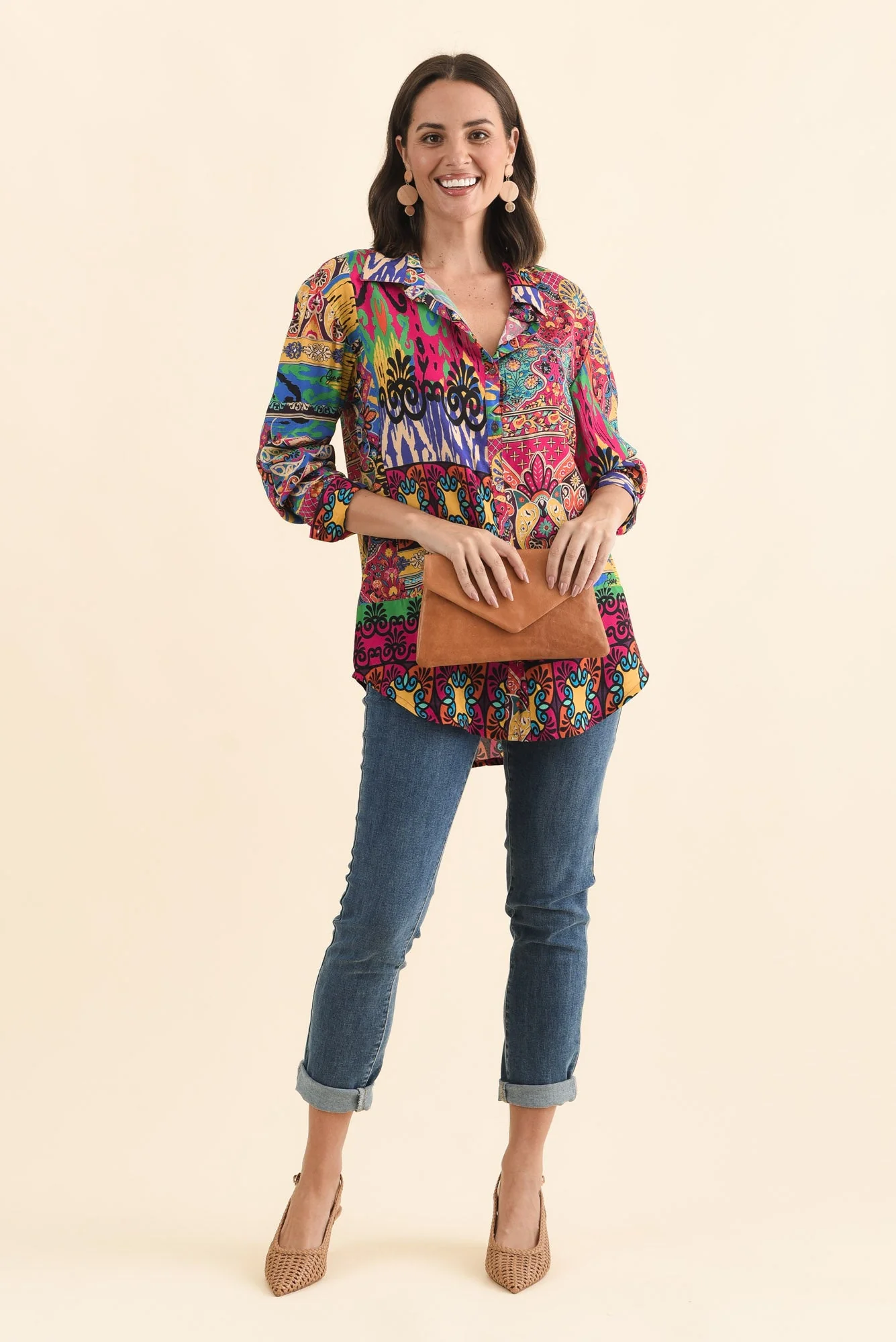 Galatea Pink Mosaic Button Shirt - Image 2