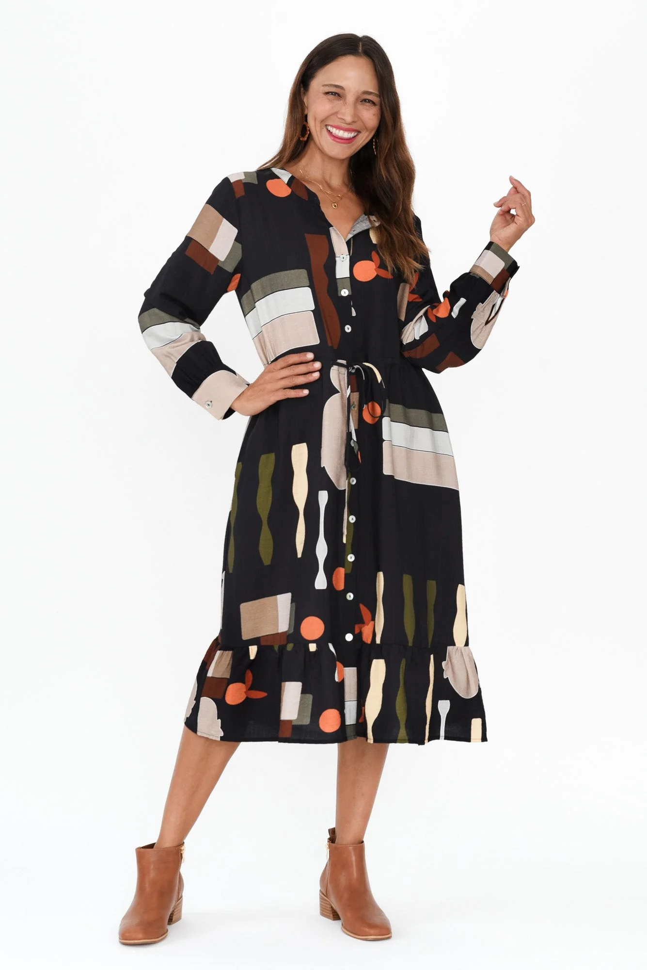 Galleria Black Geo Tie Dress - Image 2