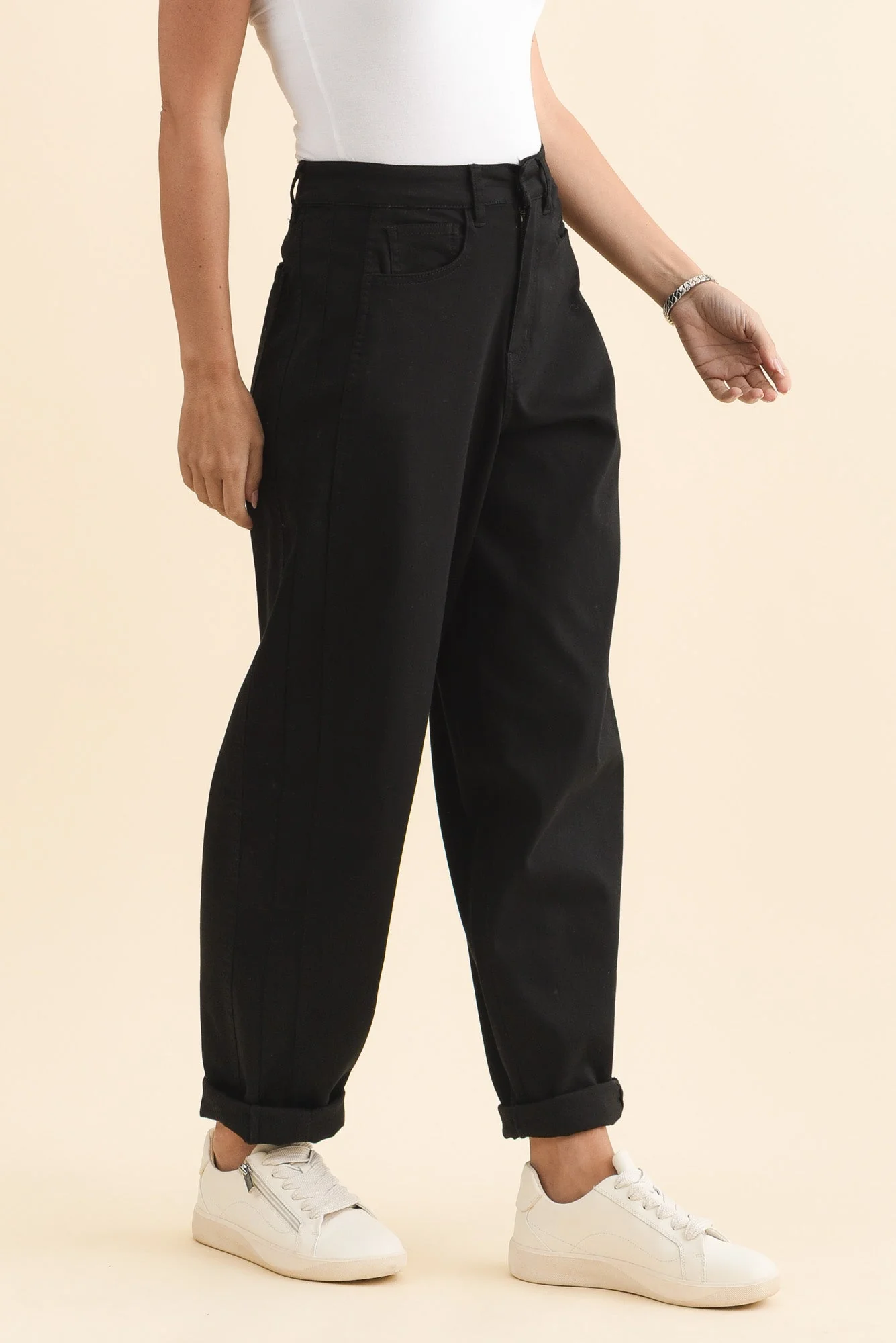 Garner Black Barrel Chino Pants - Image 3
