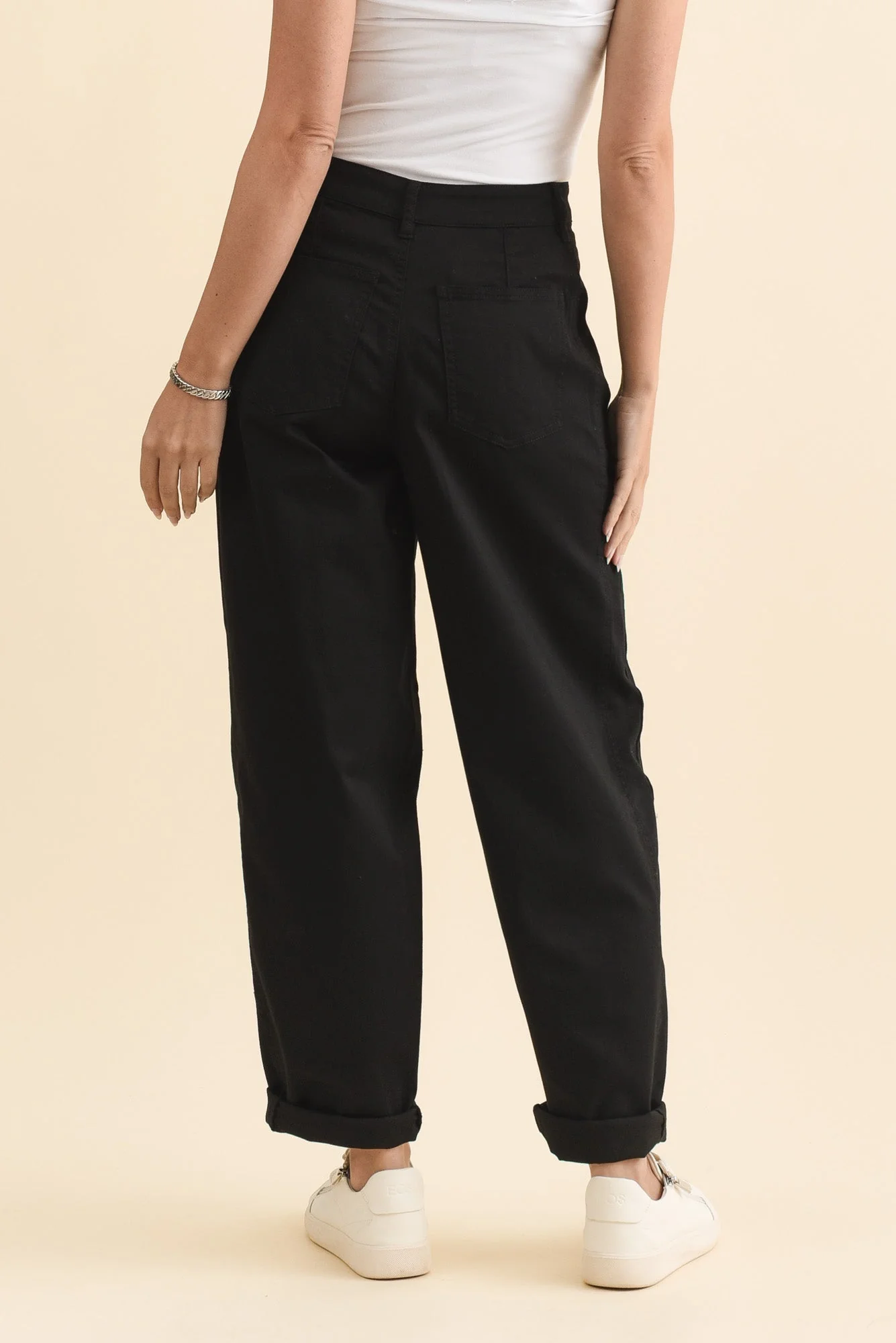 Garner Black Barrel Chino Pants - Image 4
