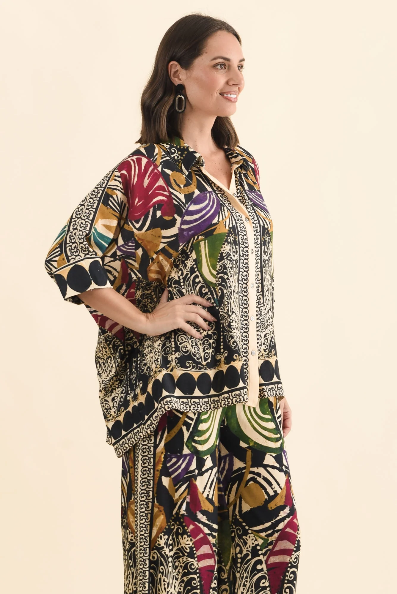 Gaulina Green Mosaic Button Shirt - Image 3
