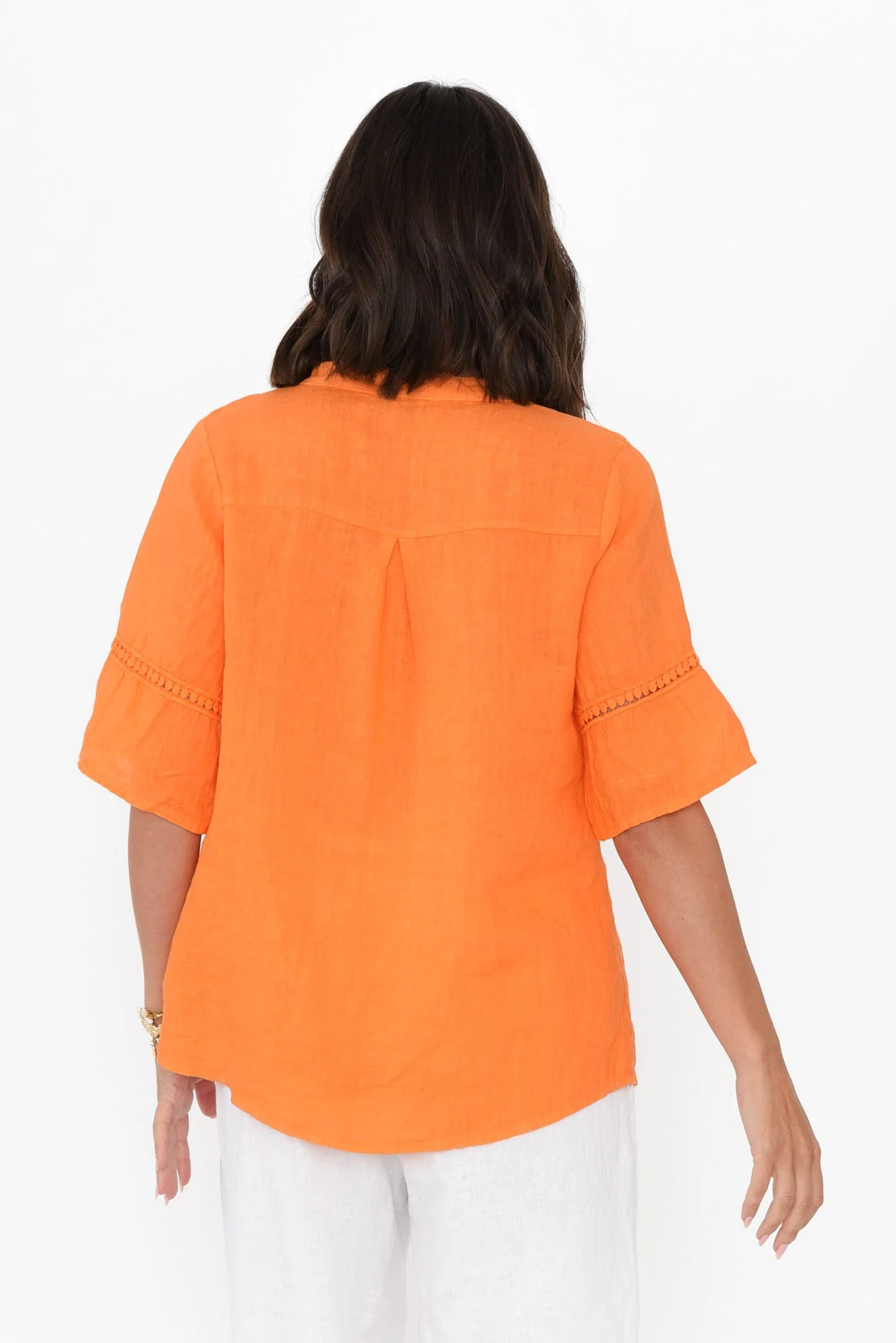 Gemma Orange Linen Button Top - Image 4