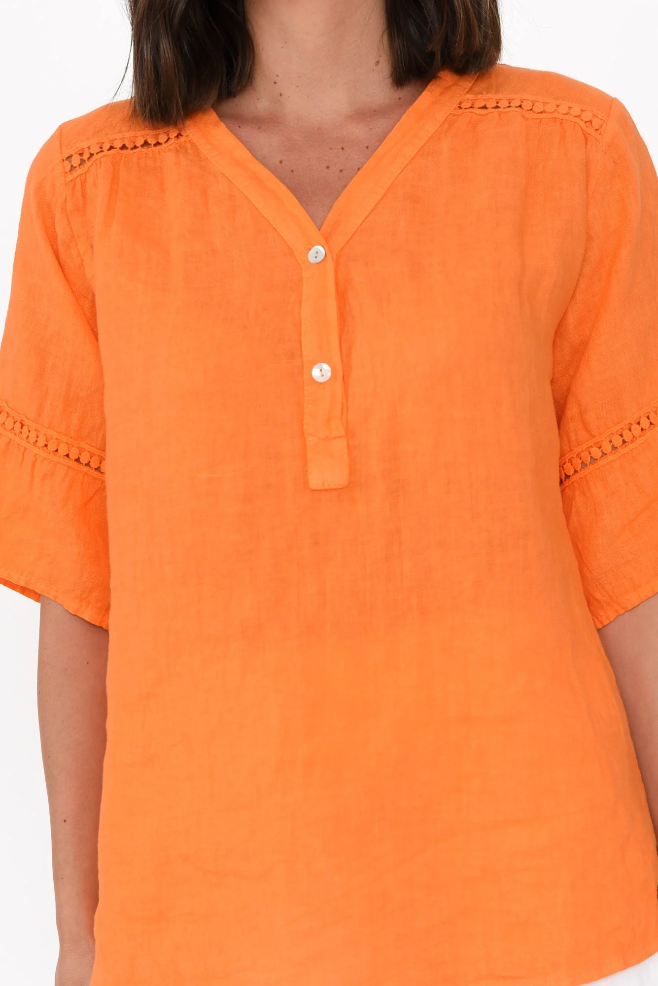 Gemma Orange Linen Button Top - Image 5