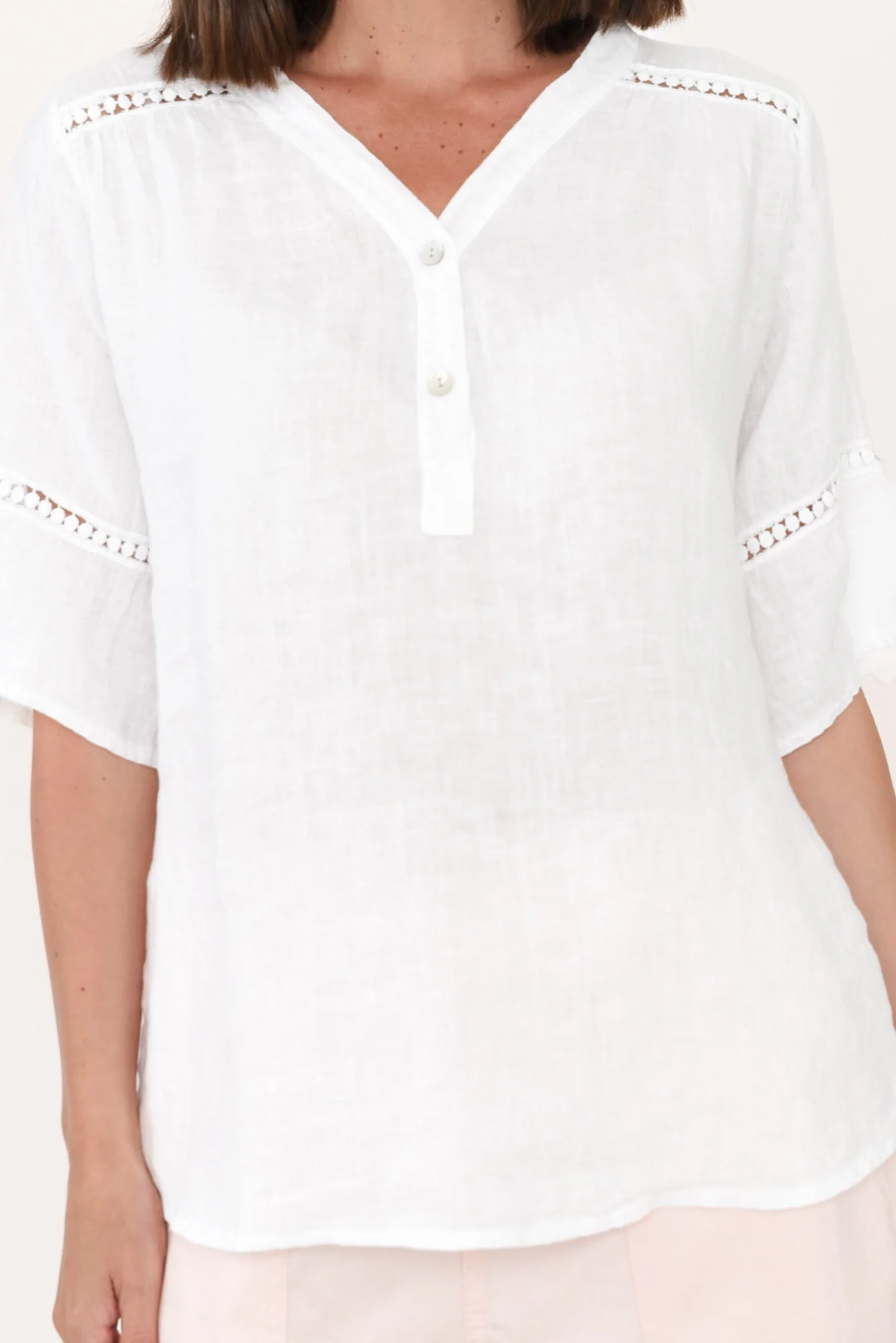 Gemma White Linen Button Top - Image 5