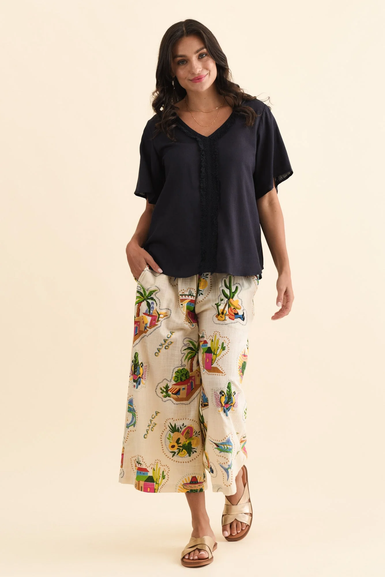 Georgio Navy Linen Top - Image 6