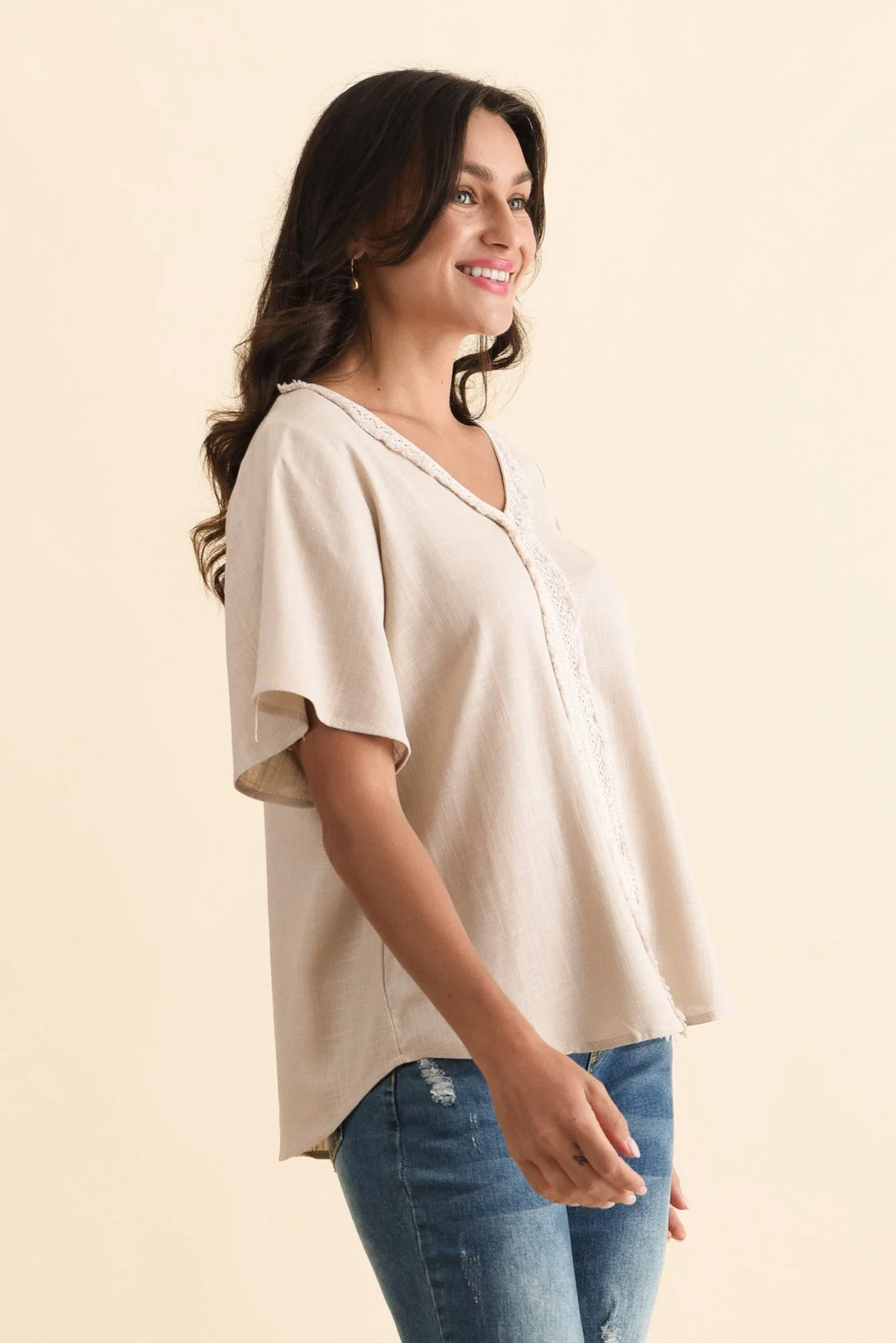 Georgio Taupe Linen Top - Image 3