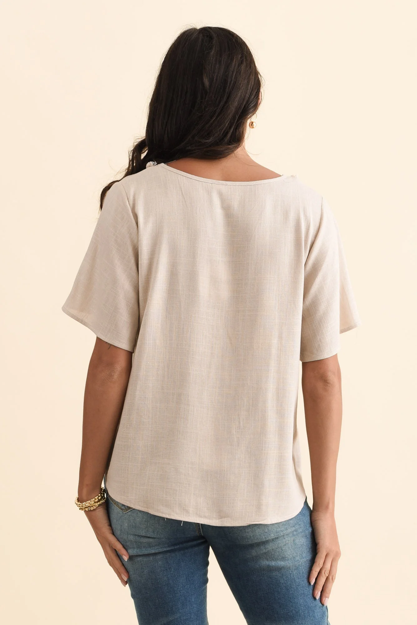 Georgio Taupe Linen Top - Image 4