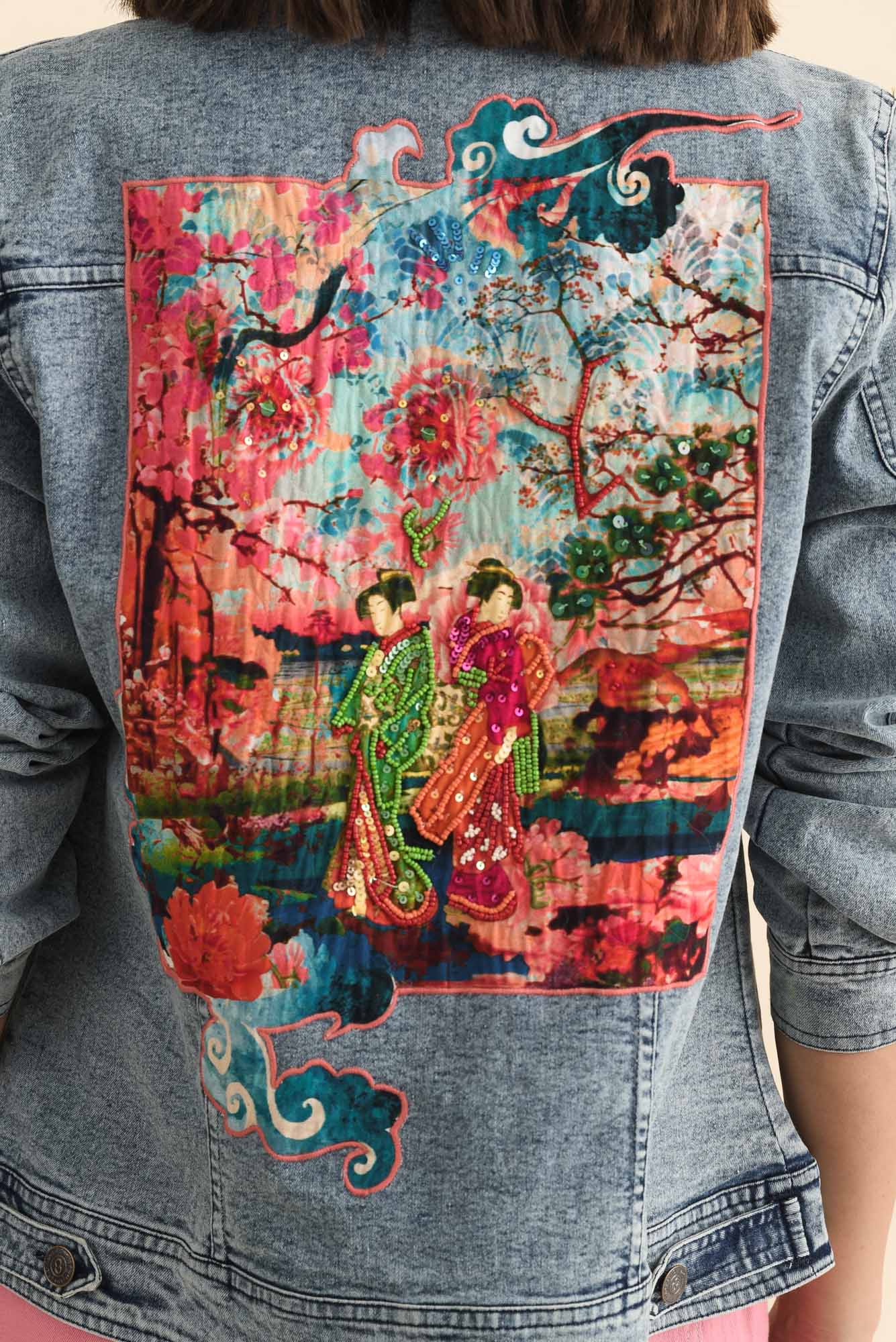 Gerri Pink Garden Denim Jacket - Image 5